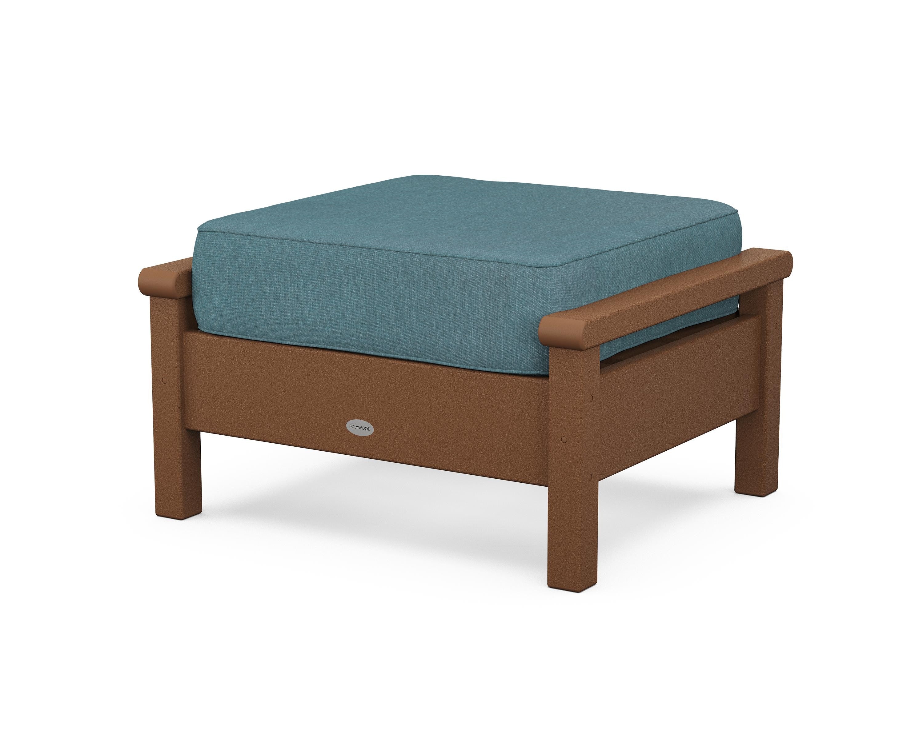 POLYWOOD® Harbour Deep Seating Ottoman in Teak / Ocean Teal