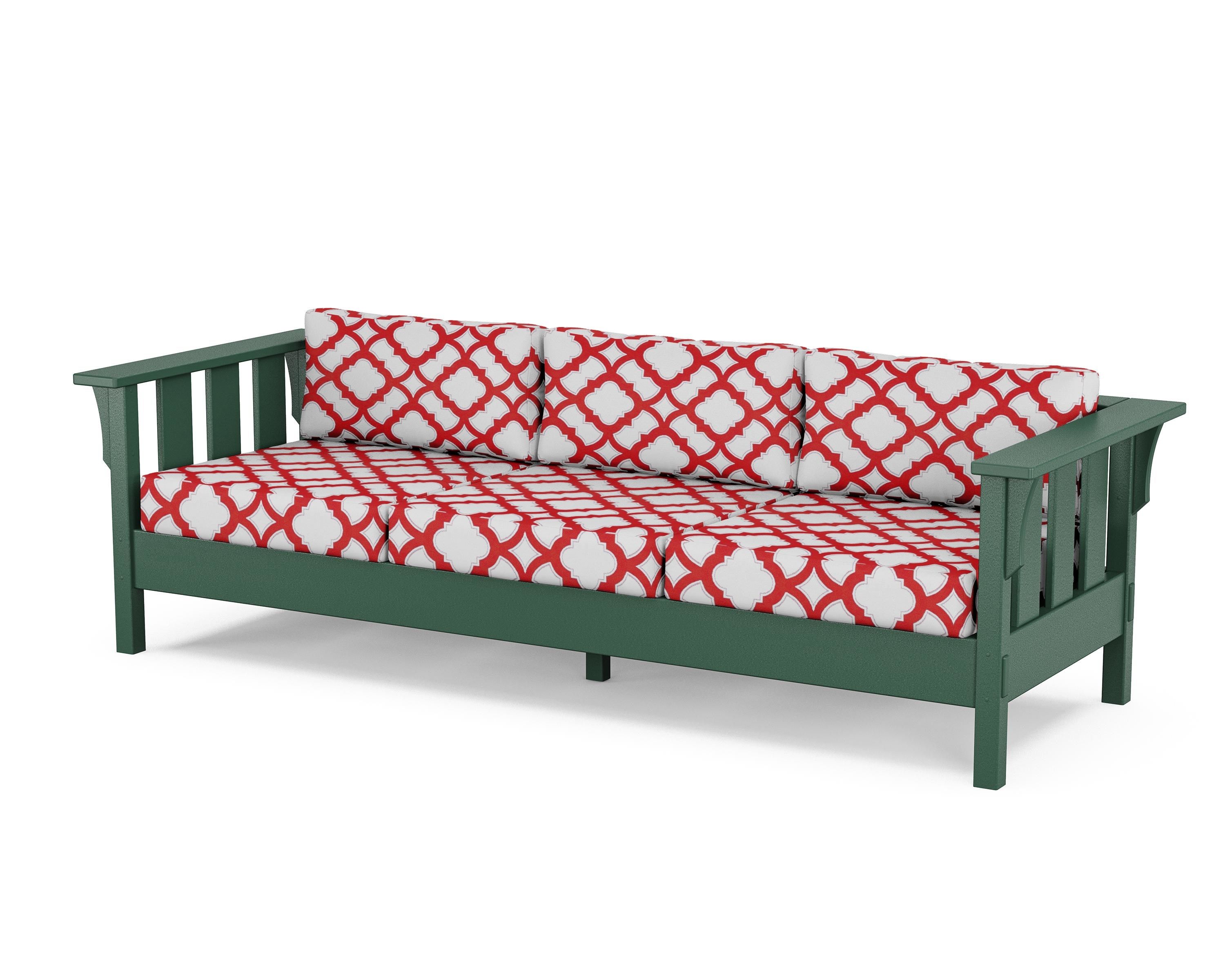 Martha Stewart by POLYWOOD® Acadia Deep Seating Sofa in Green / Trellis Crimson
