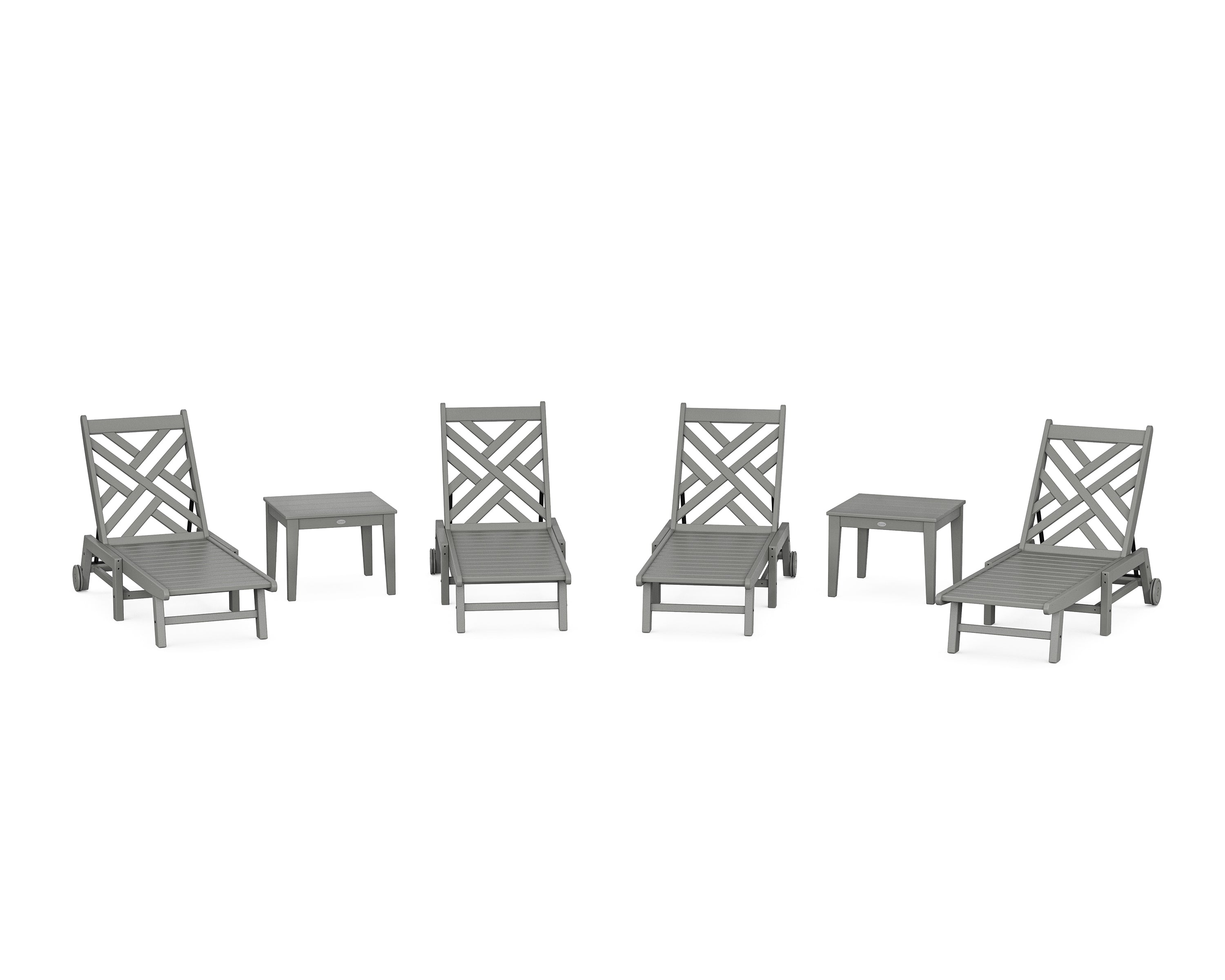 POLYWOOD® Chippendale 6-Piece Chaise Set with Wheels in Slate Grey