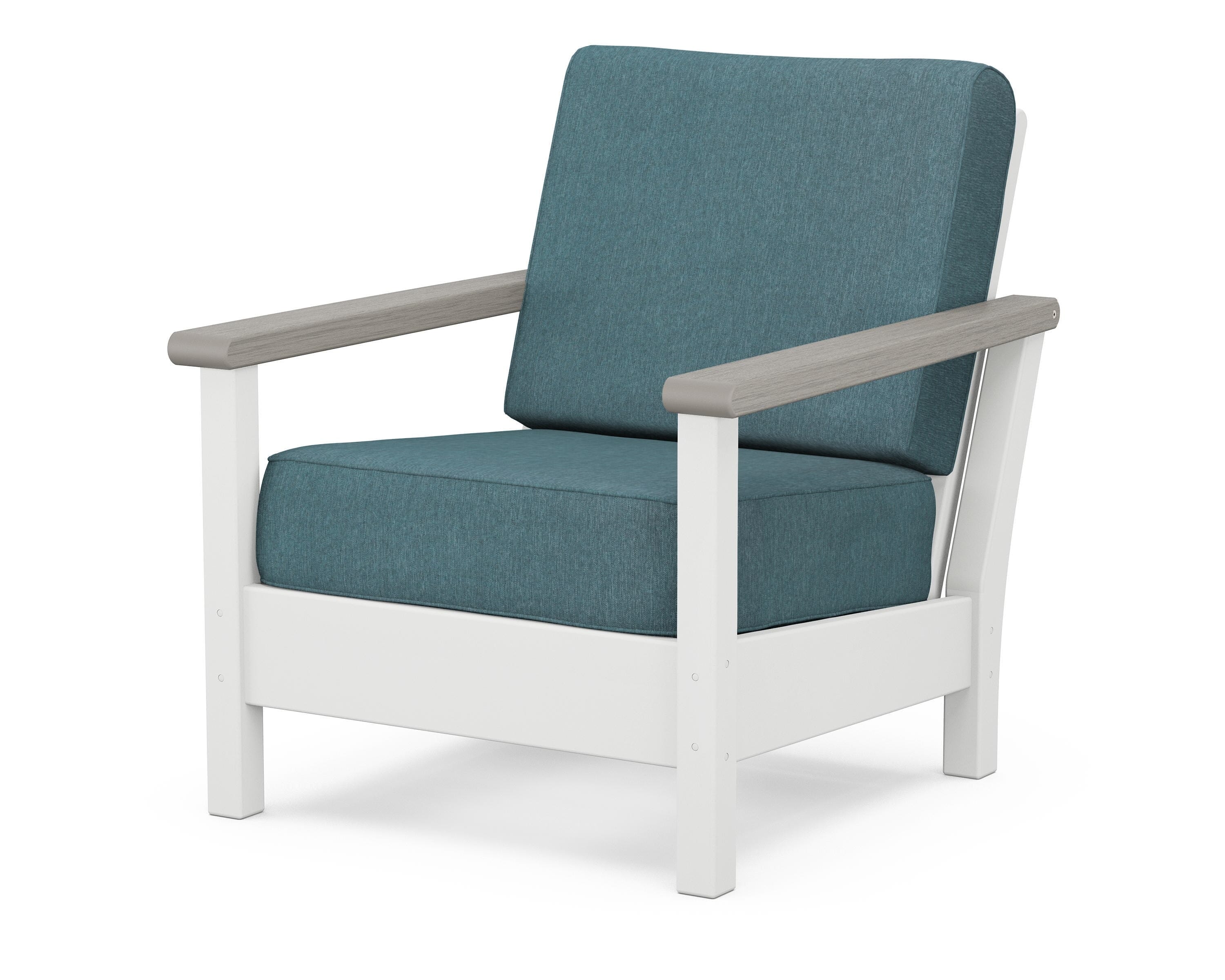 POLYWOOD® Harbour Deep Seating Chair in White / Driftwood / Ocean Teal