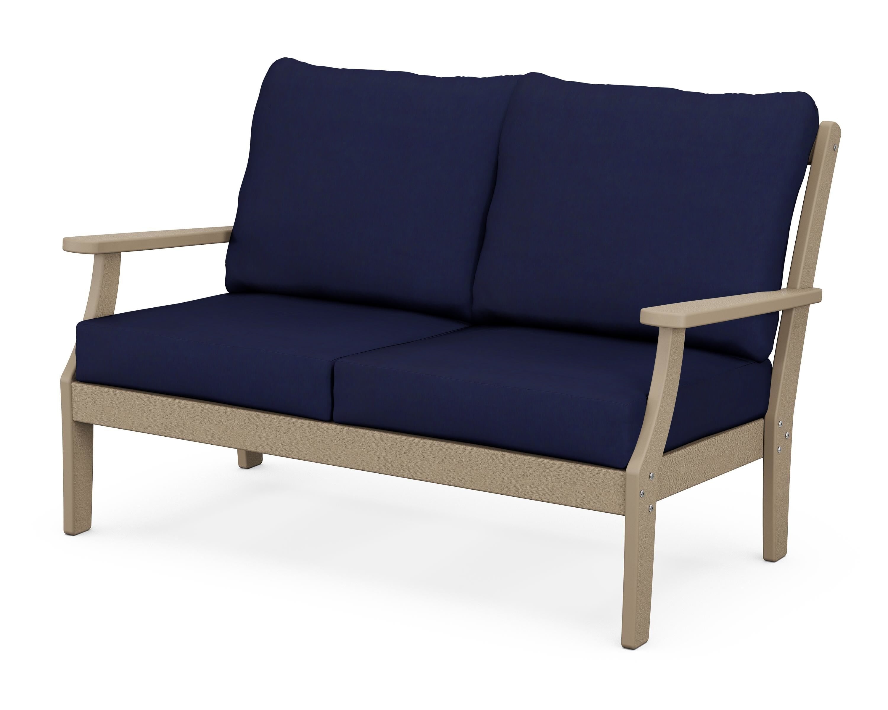 POLYWOOD® Braxton Deep Seating Loveseat in Vintage Sahara / Navy