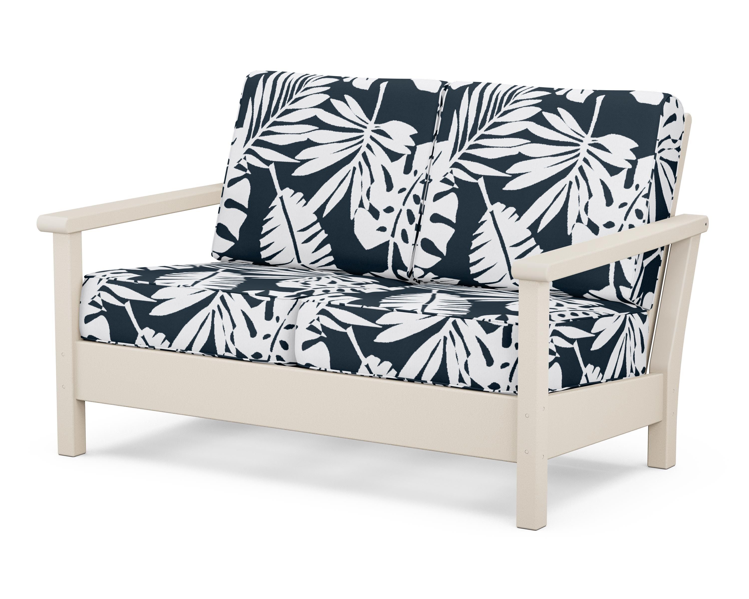POLYWOOD® Harbour Deep Seating Loveseat in Sand / Leaf Marine Indigo