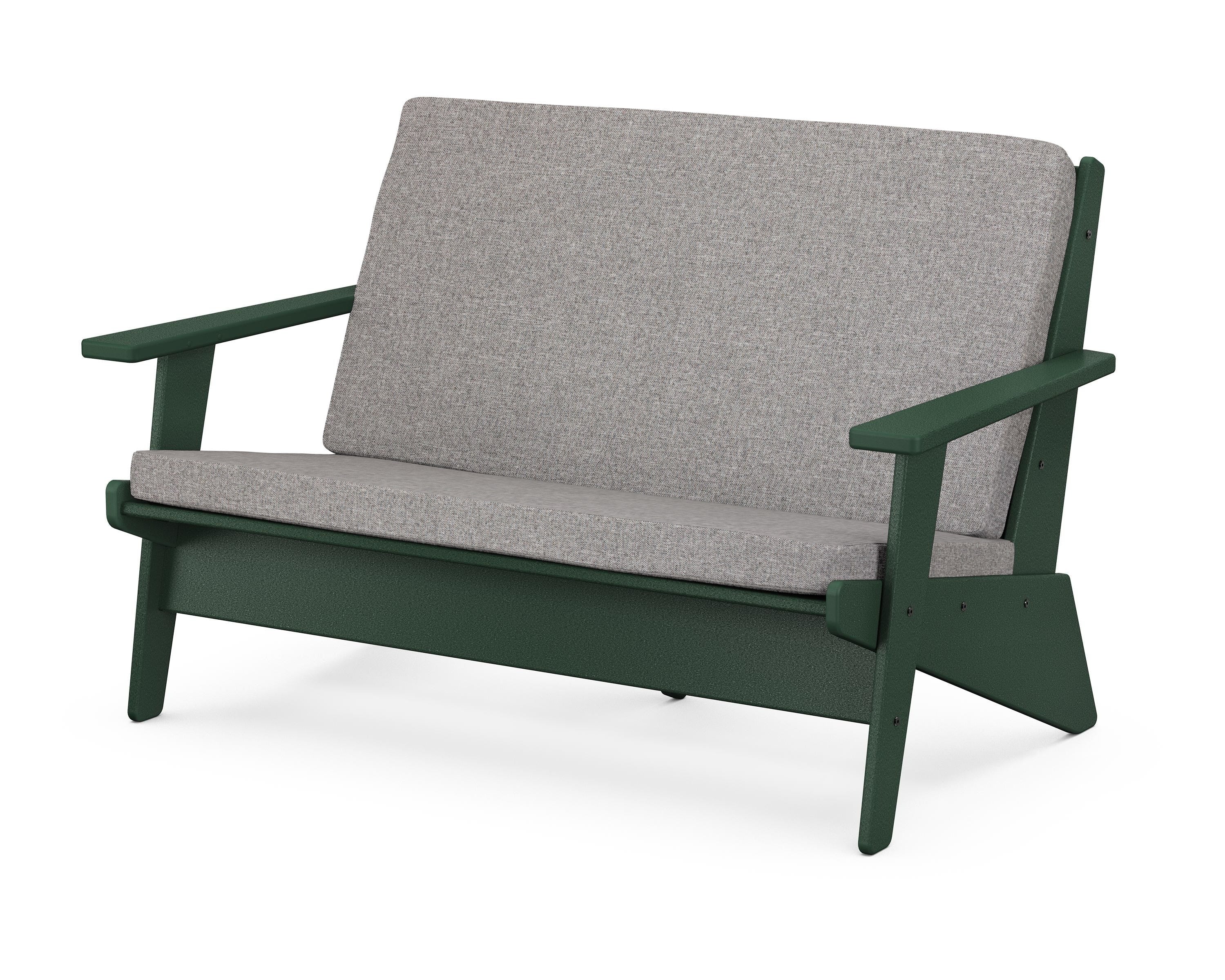 POLYWOOD® Riviera Modern Lounge Loveseat in Green / Grey Mist