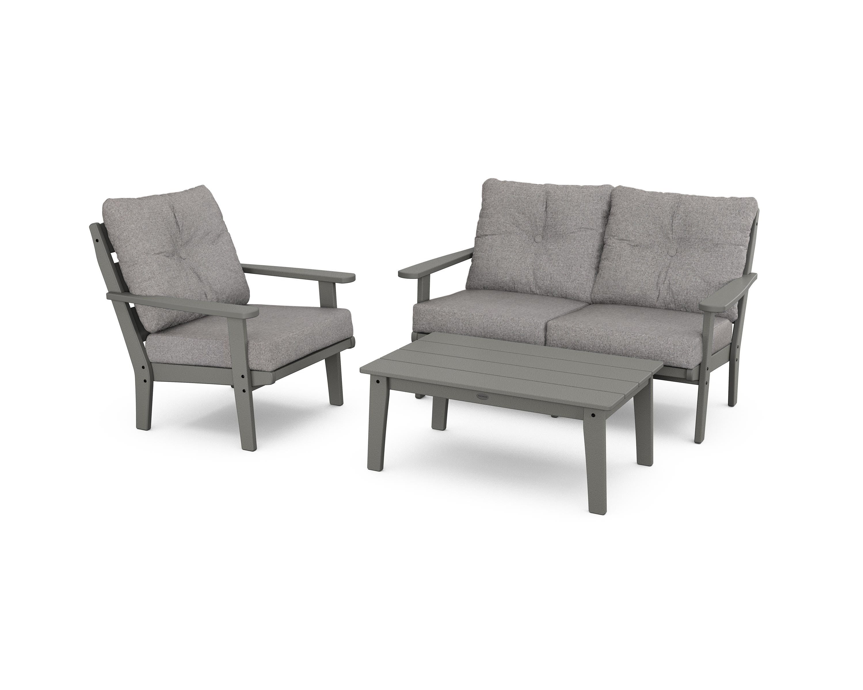 POLYWOOD® Lakeside 3-Piece Deep Seating Set in Slate Grey / Grey Mist