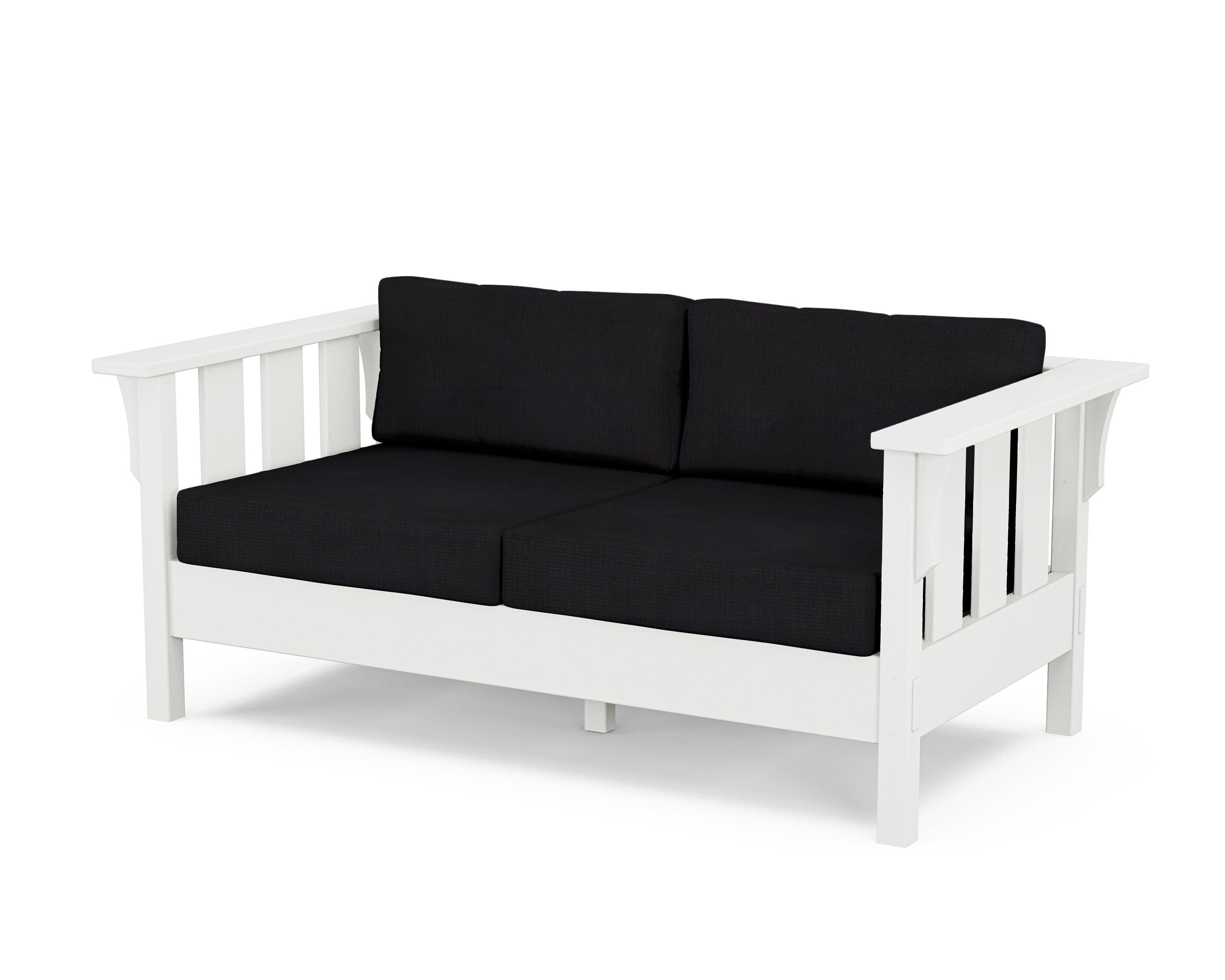 Martha Stewart by POLYWOOD® Acadia Deep Seating Loveseat in White / Midnight Linen