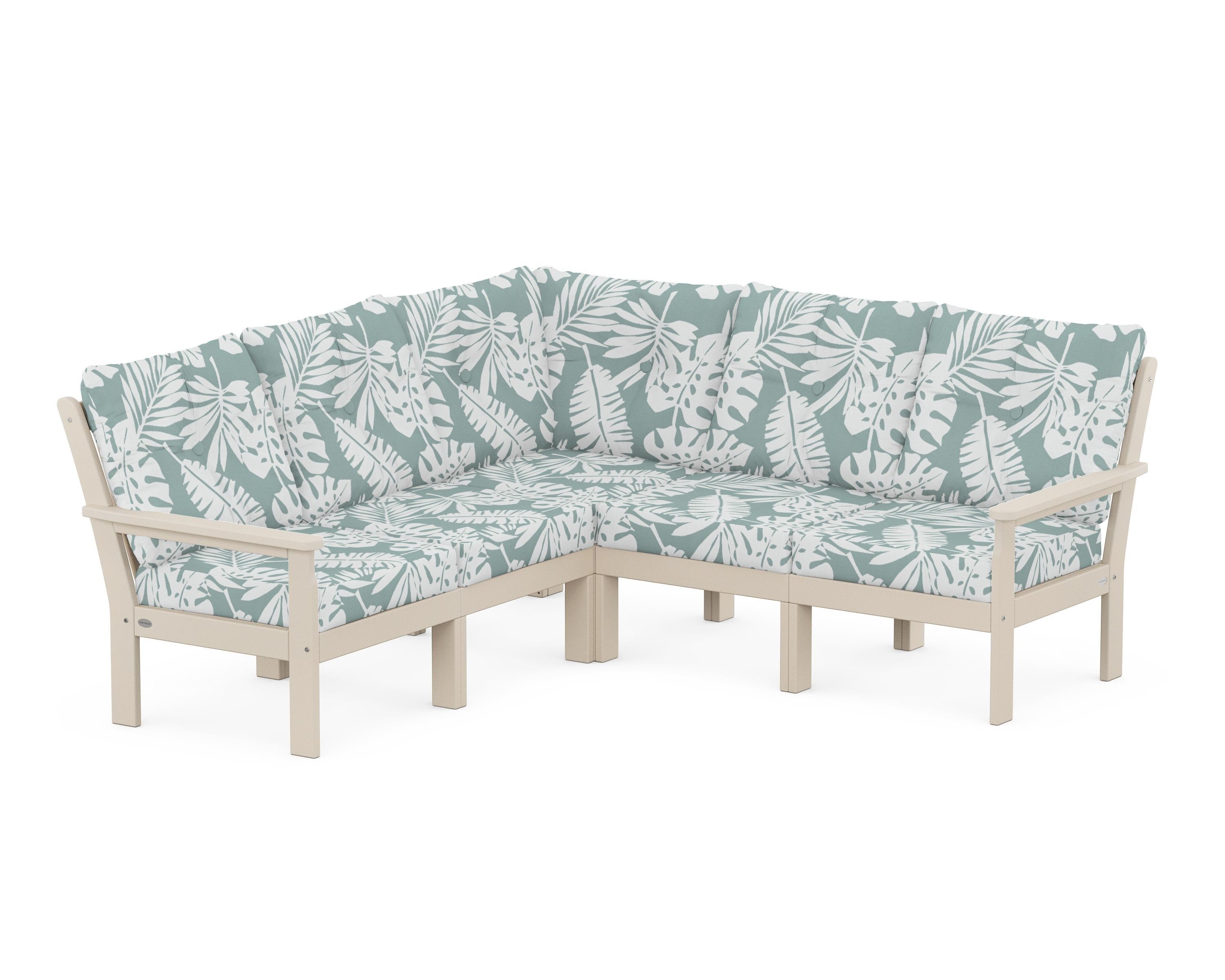 POLYWOOD® Vineyard 5-Piece Sectional in Sand / Leaf Glacier Spa
