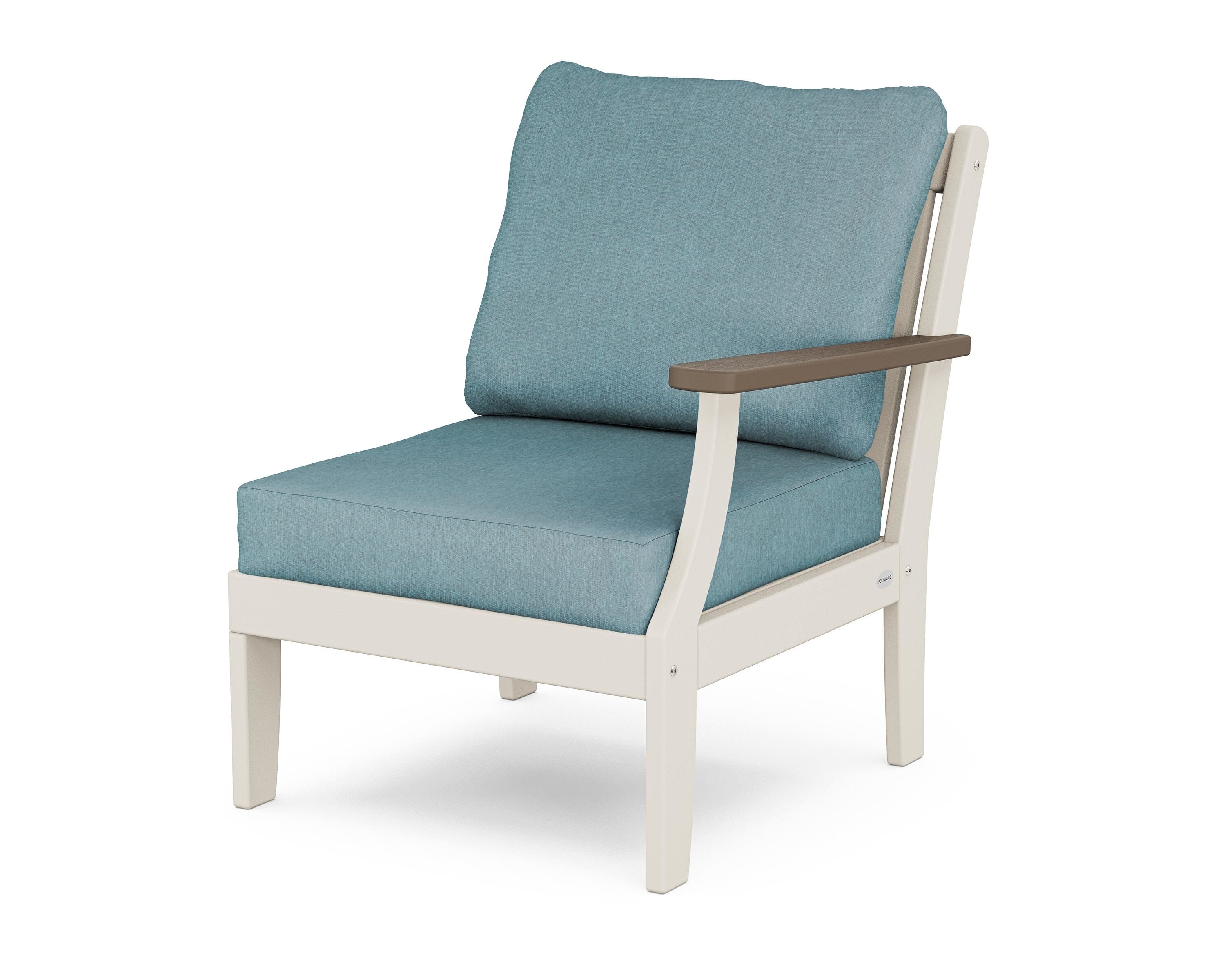 POLYWOOD® Braxton Modular Right Arm Chair in Sand / Kona / Ocean Teal