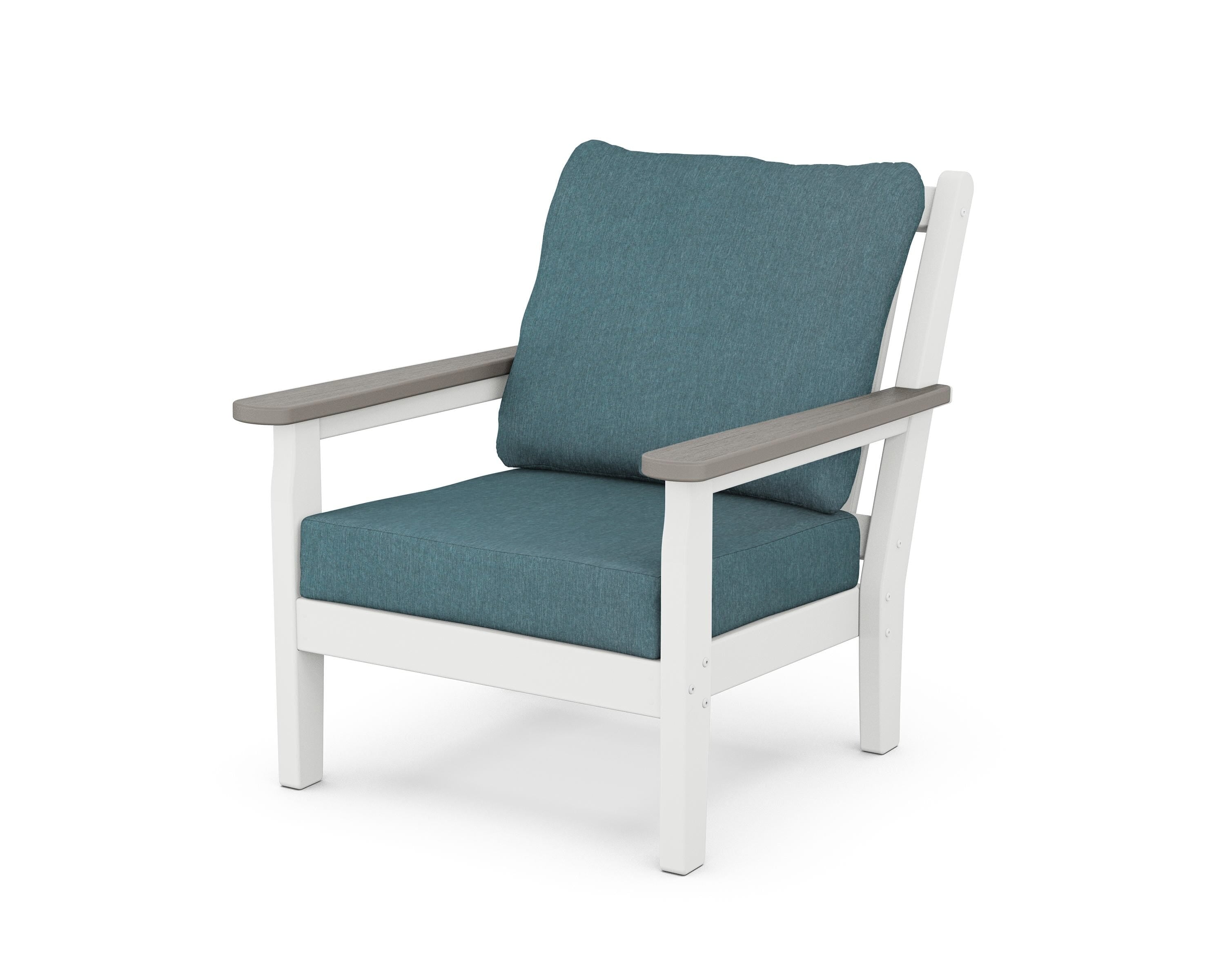 POLYWOOD® Chippendale Deep Seating Chair in White / Driftwood / Ocean Teal