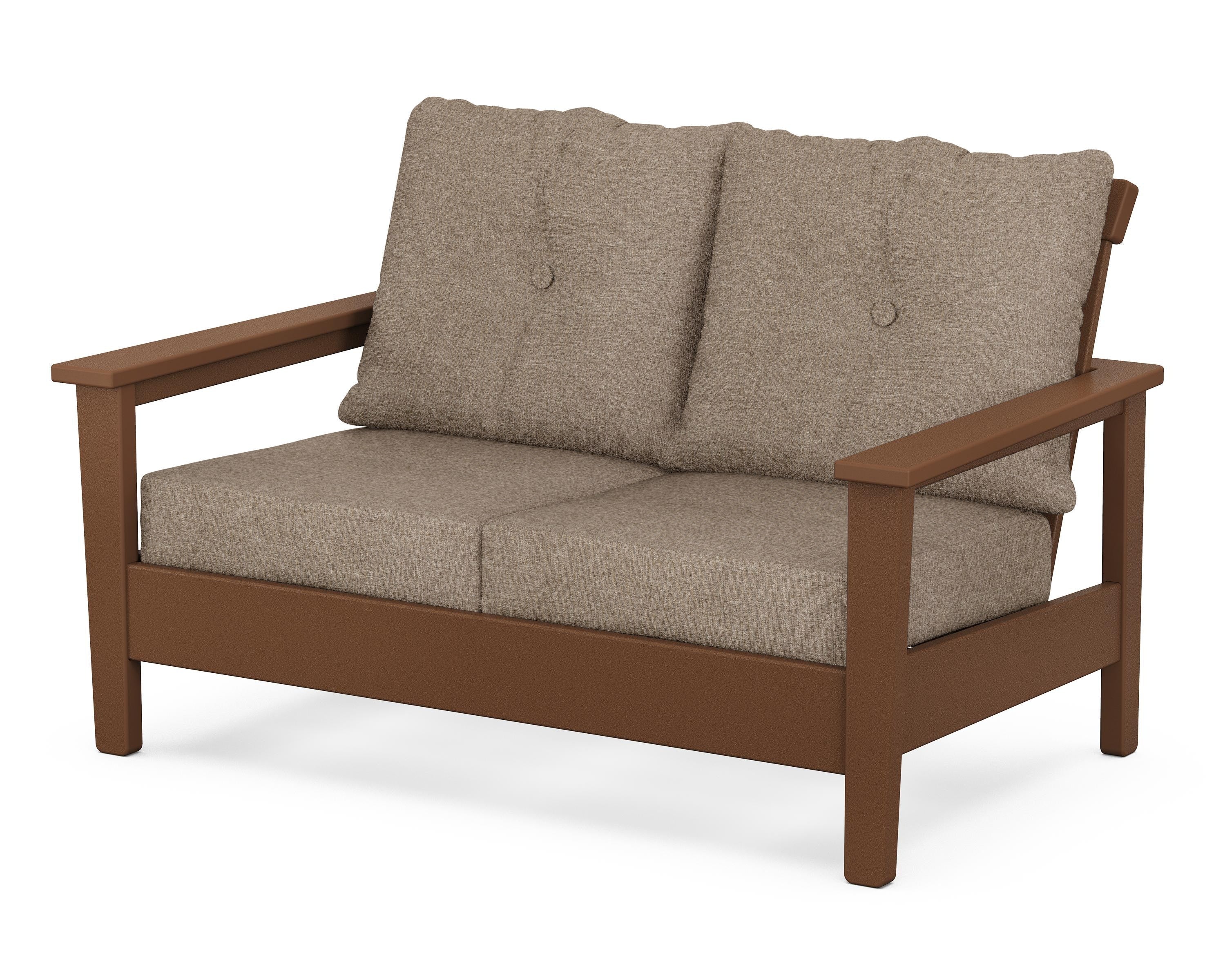 POLYWOOD® Prescott Deep Seating Loveseat in Teak / Spiced Burlap
