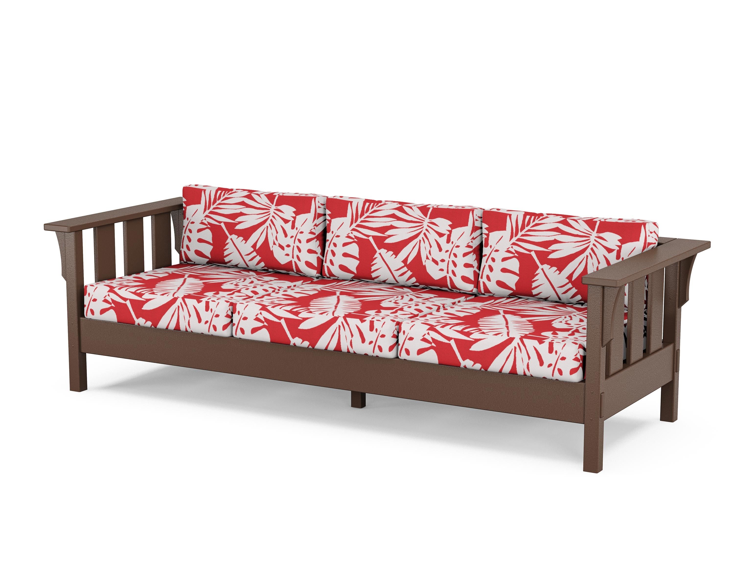 Martha Stewart by POLYWOOD® Acadia Deep Seating Sofa in Mahogany / Leaf Crimson
