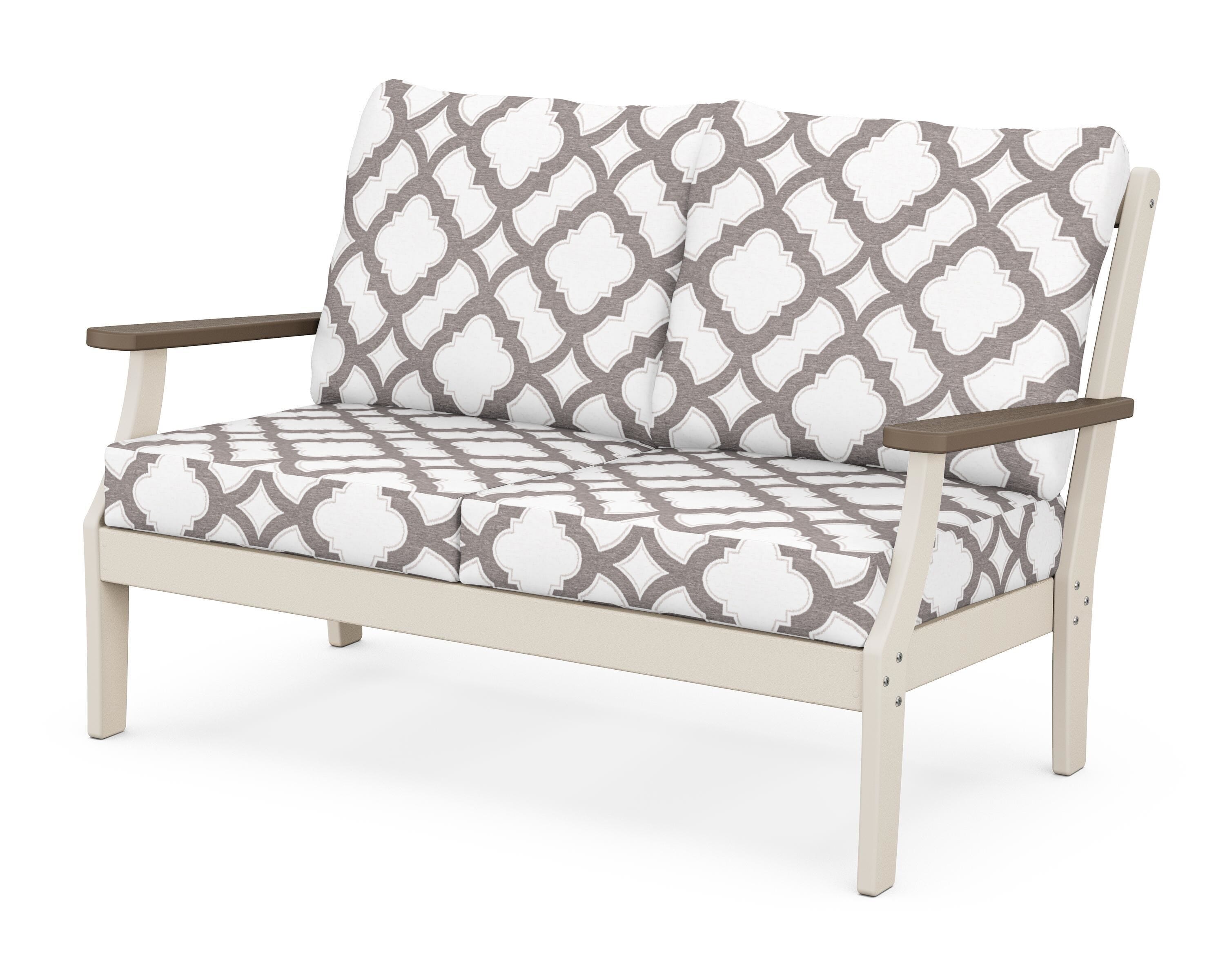 POLYWOOD® Braxton Deep Seating Loveseat in Sand / Kona / Trellis Grey Mist
