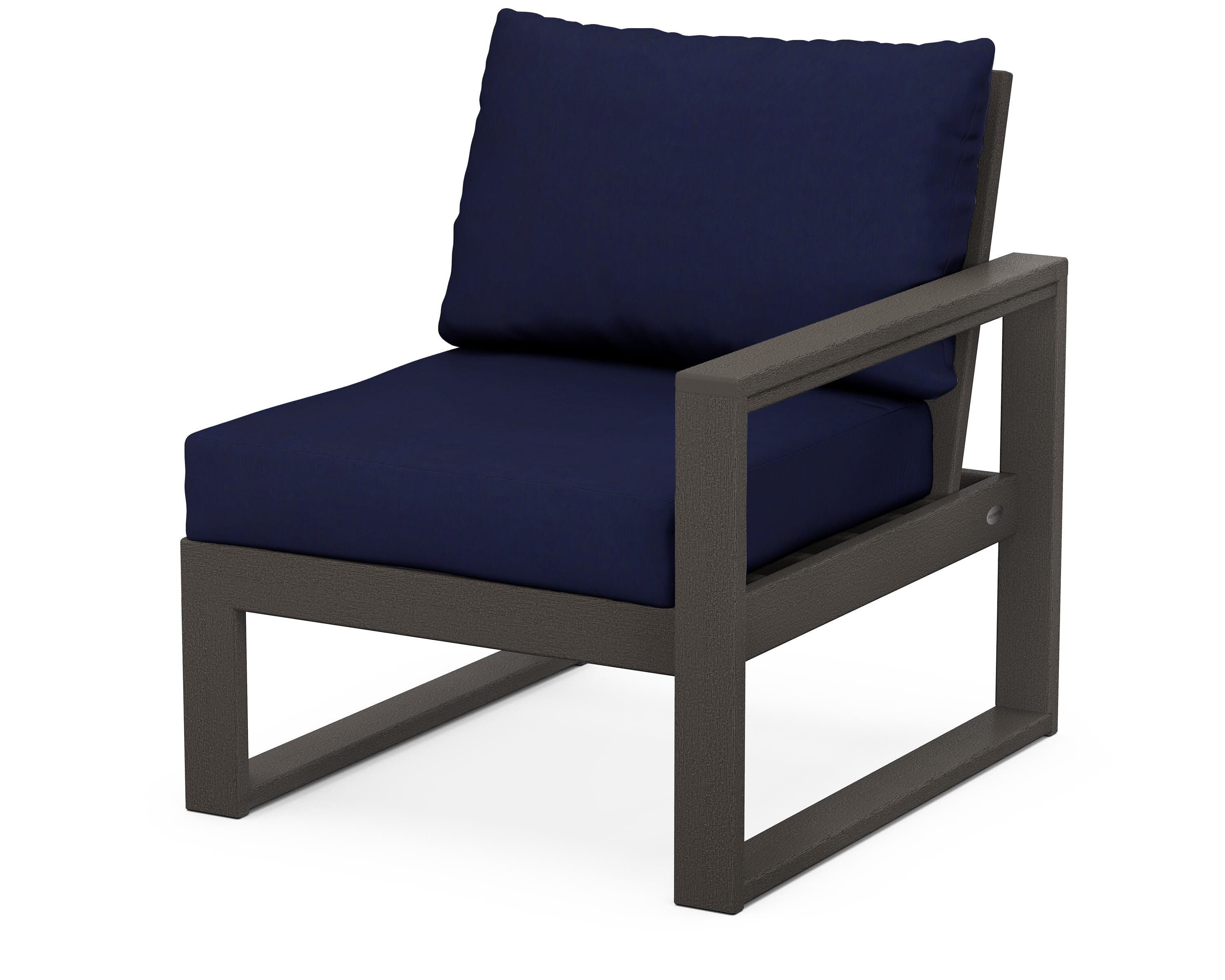 POLYWOOD® EDGE Modular Right Arm Chair in Vintage Coffee / Navy
