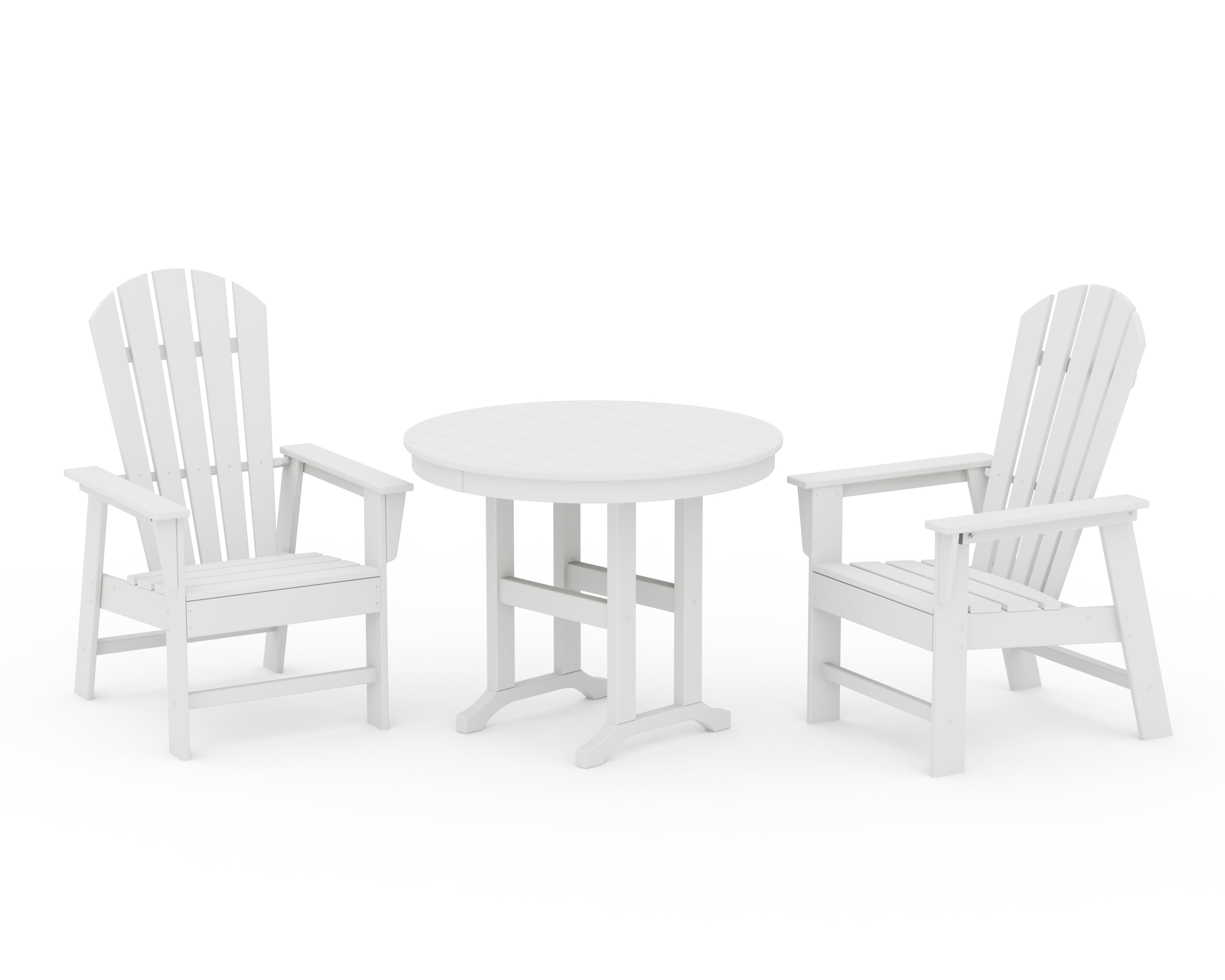 POLYWOOD® South Beach 3-Piece Round Farmhouse Dining Set in White