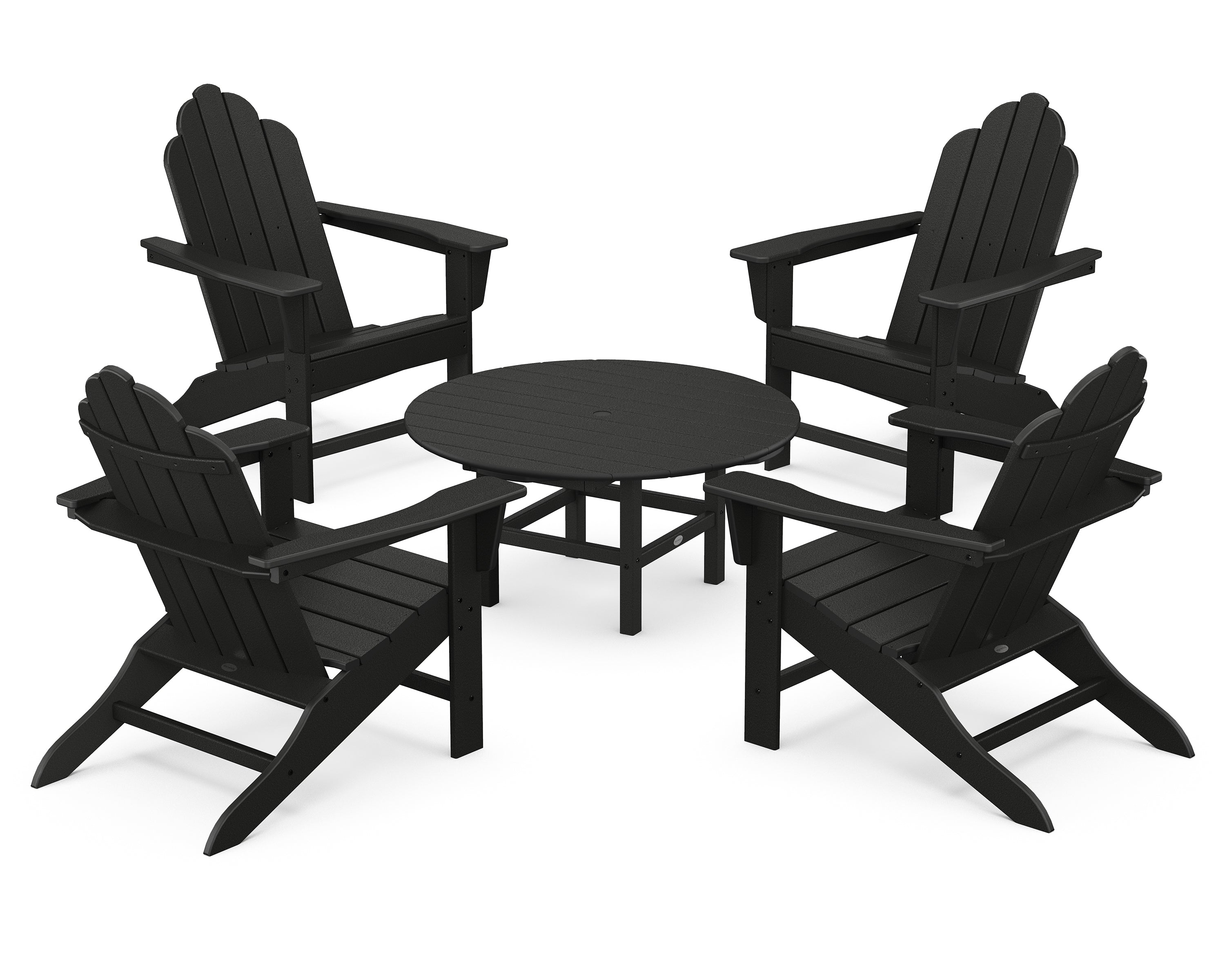 POLYWOOD® Long Island Adirondack 5-Piece Conversation Group in Black