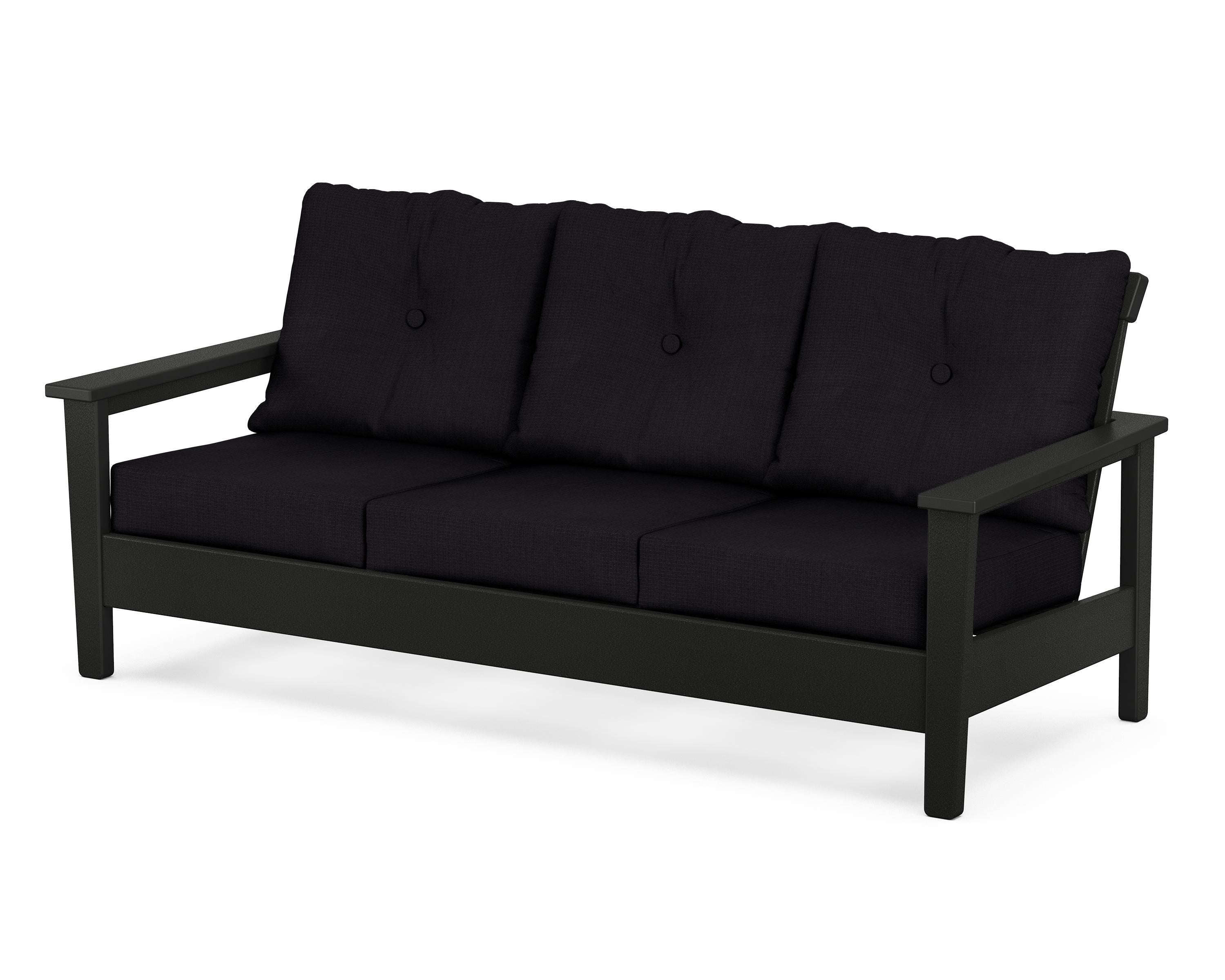 POLYWOOD® Prescott Deep Seating Sofa in Black / Midnight Linen