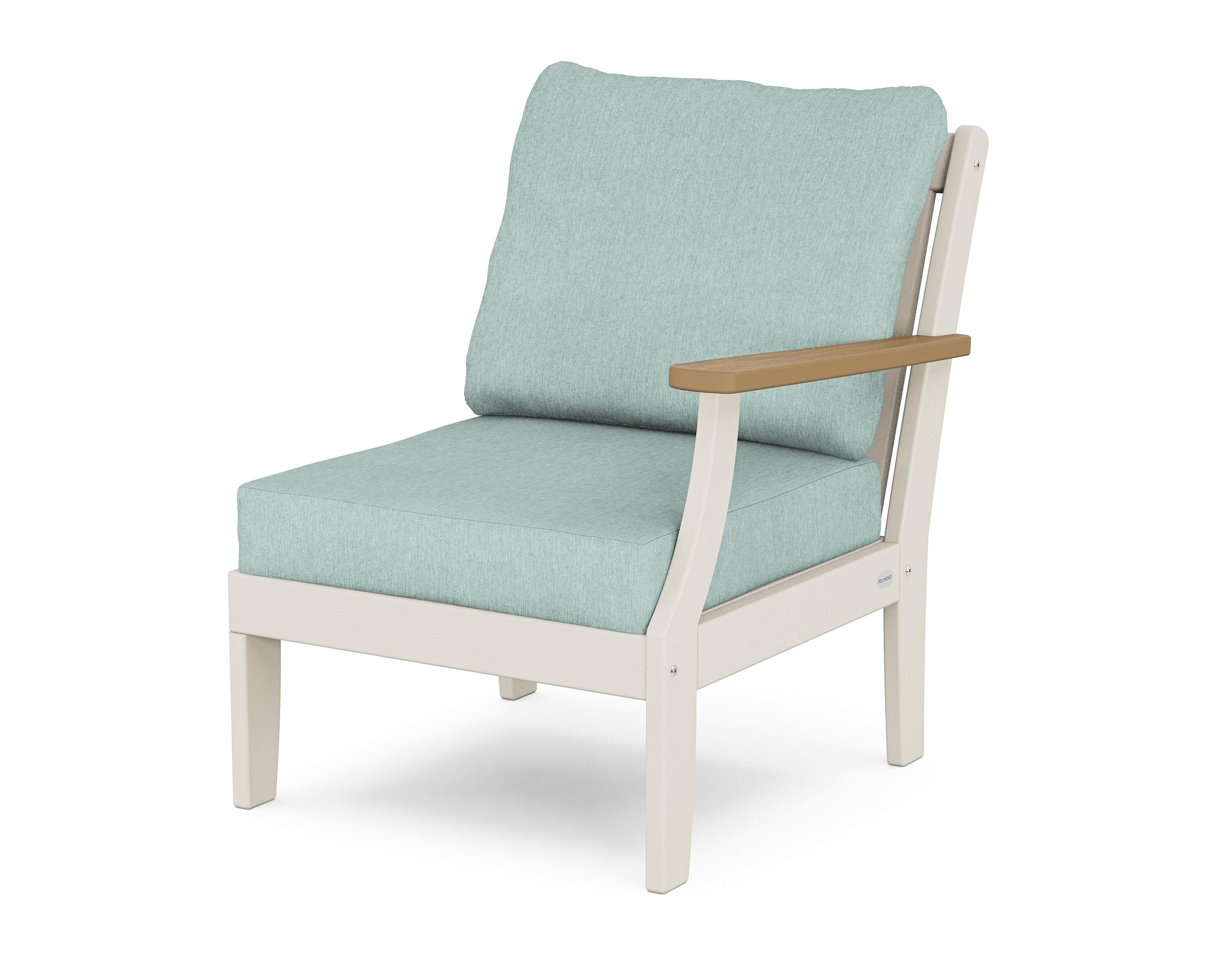 POLYWOOD® Braxton Modular Right Arm Chair in Sand / Natural / Glacier Spa