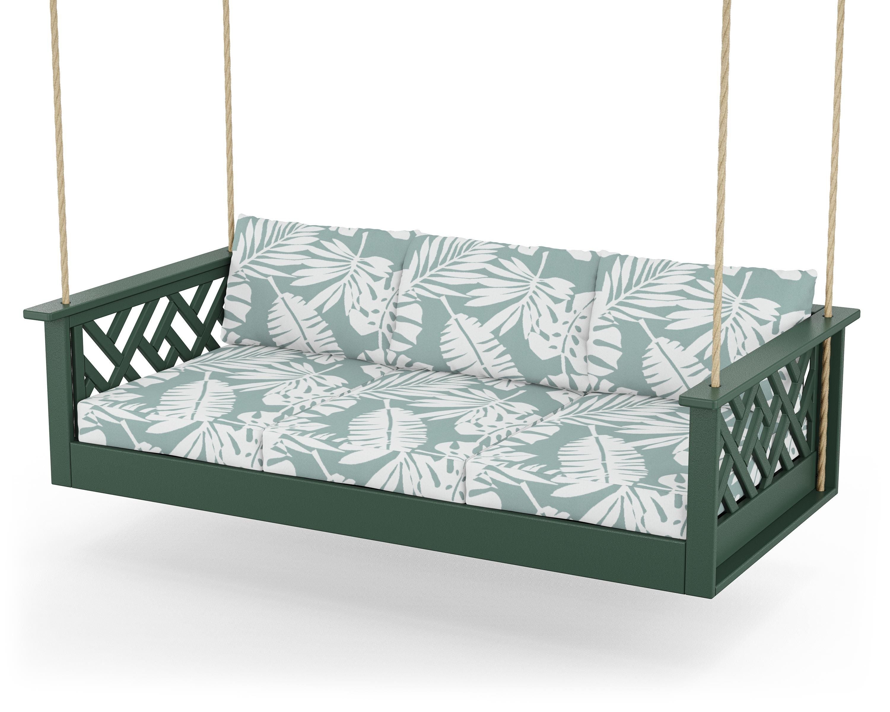 POLYWOOD® Chippendale Daybed Swing in Green / Leaf Glacier Spa