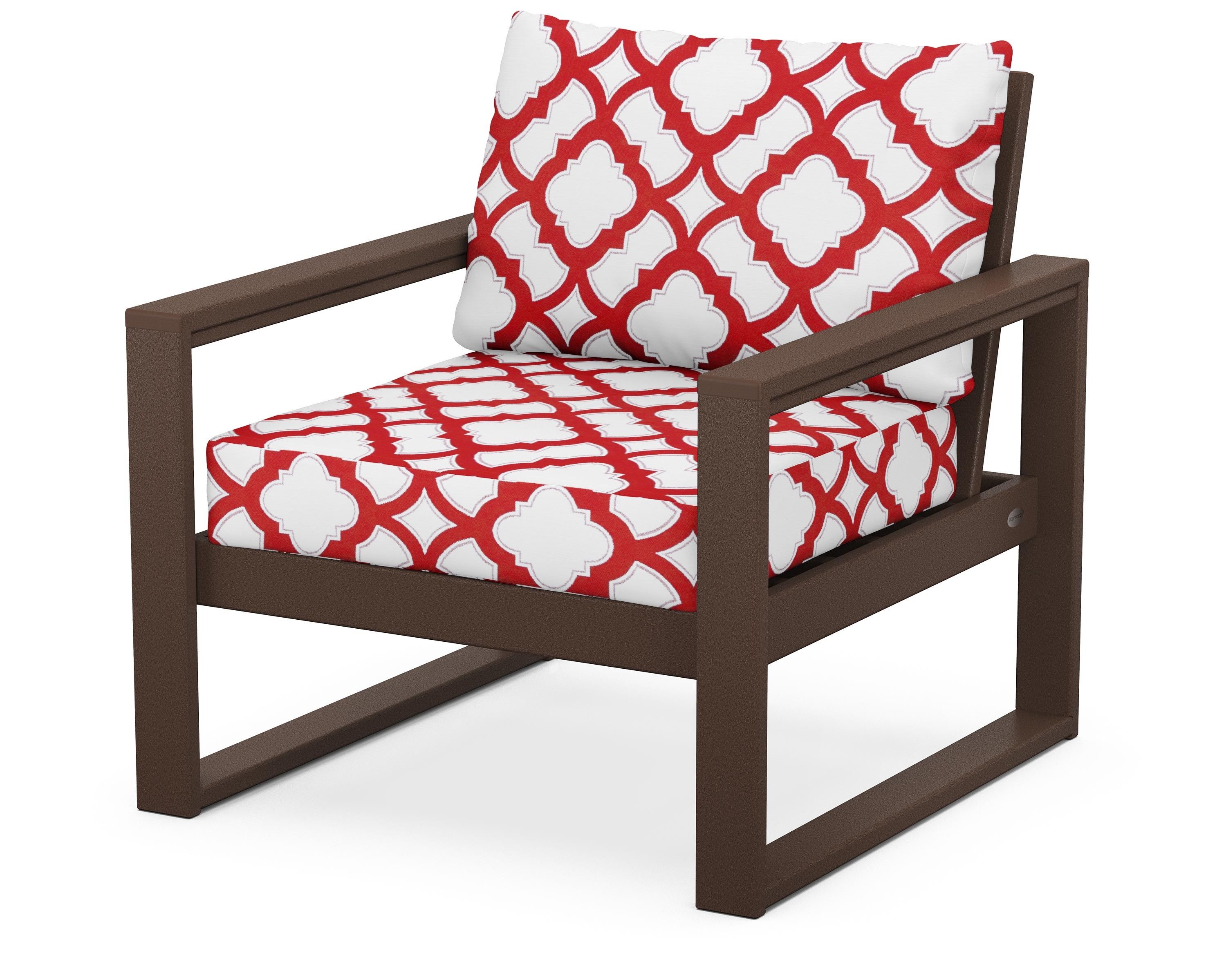 POLYWOOD® EDGE Club Chair in Mahogany / Trellis Crimson
