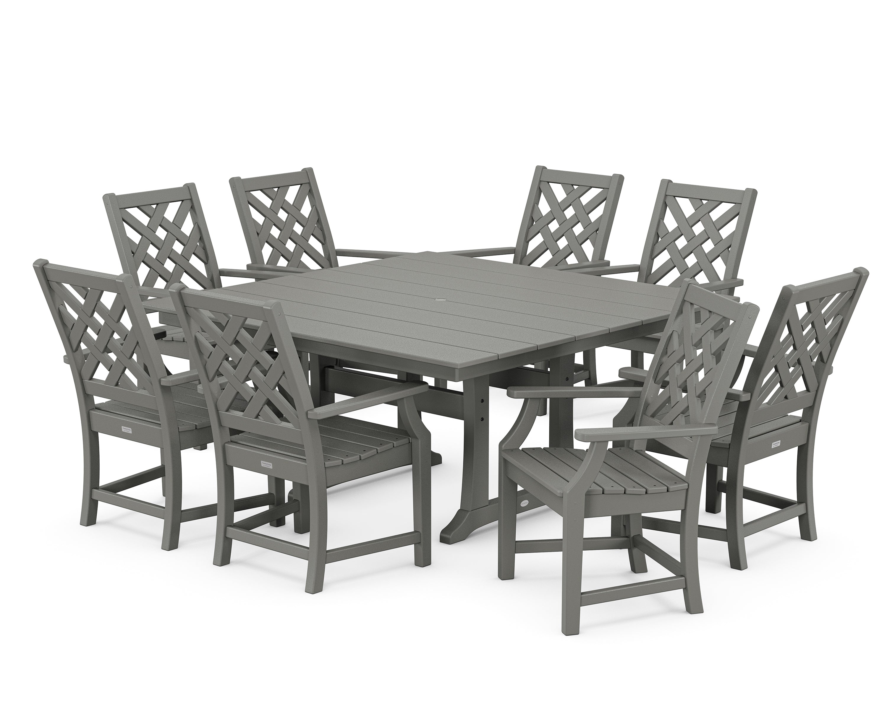 Country Living Wovendale 9-Piece Square Farmhouse Dining Set with Trestle Legs in Slate Grey