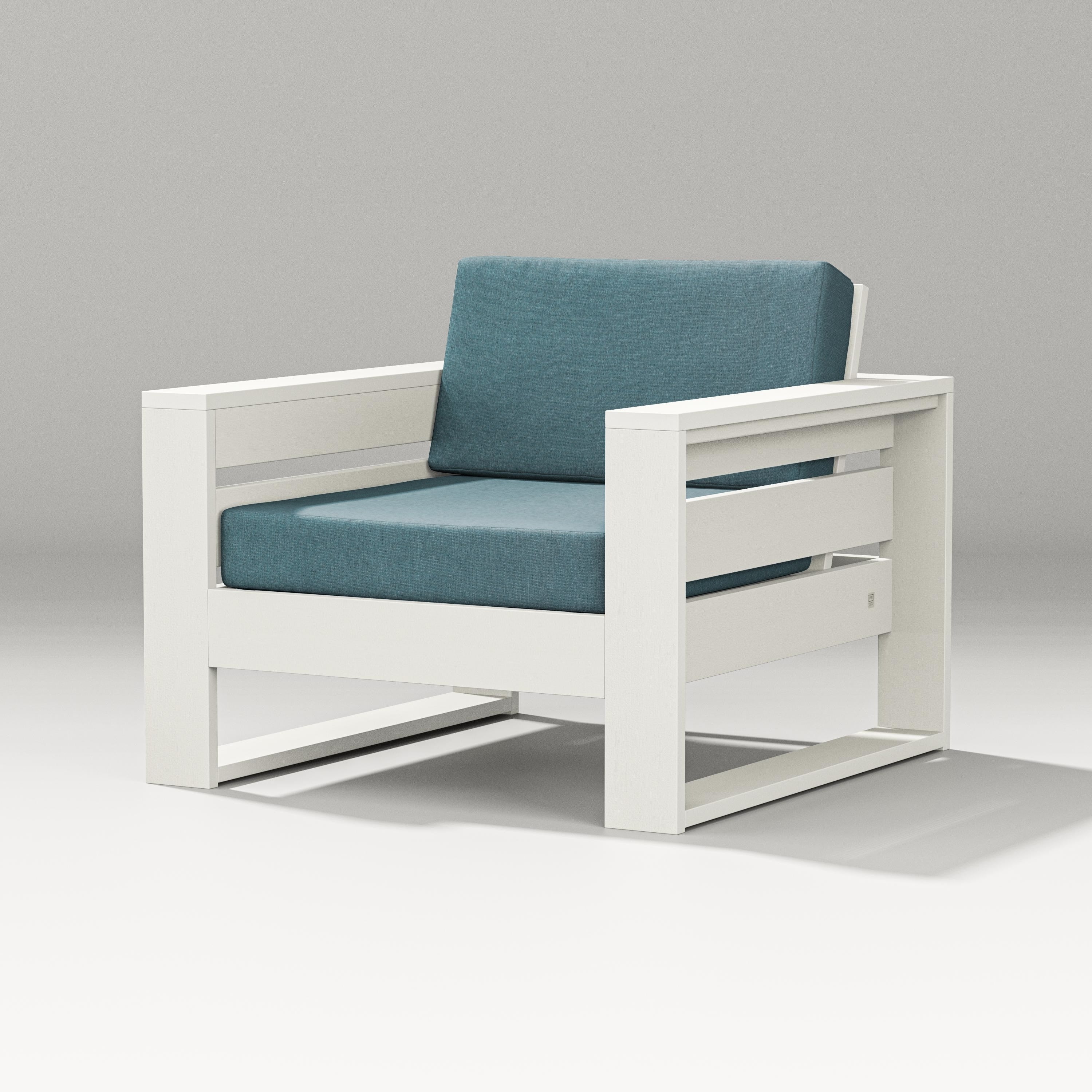 PW Designer Series Latitude Lounge Chair in Vintage White / Ocean Teal