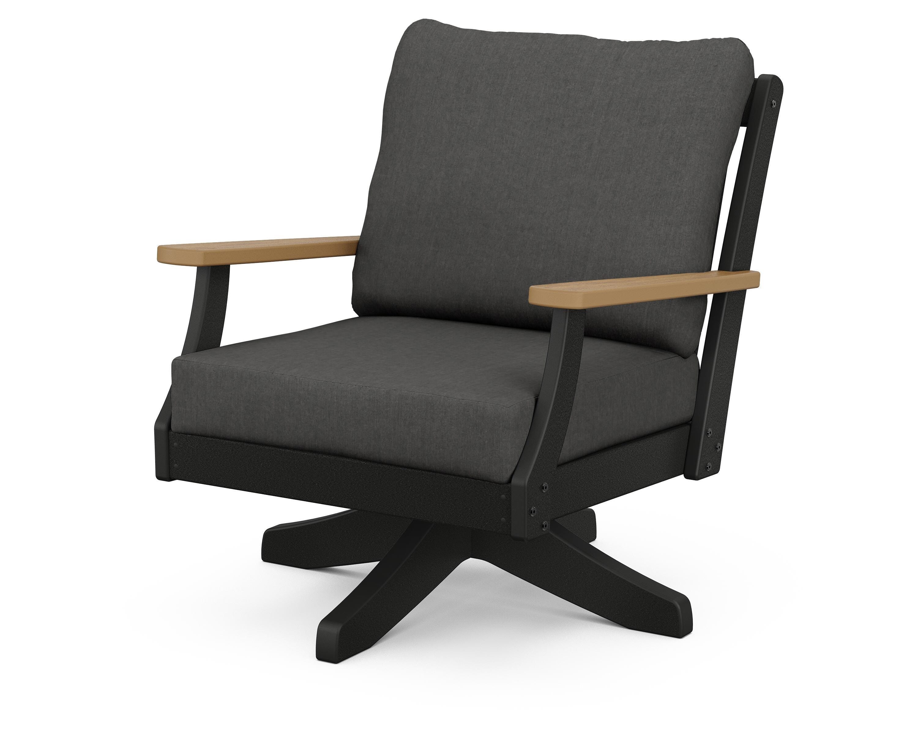 POLYWOOD® Braxton Deep Seating Swivel Chair in Black / Natural / Spectrum Carbon