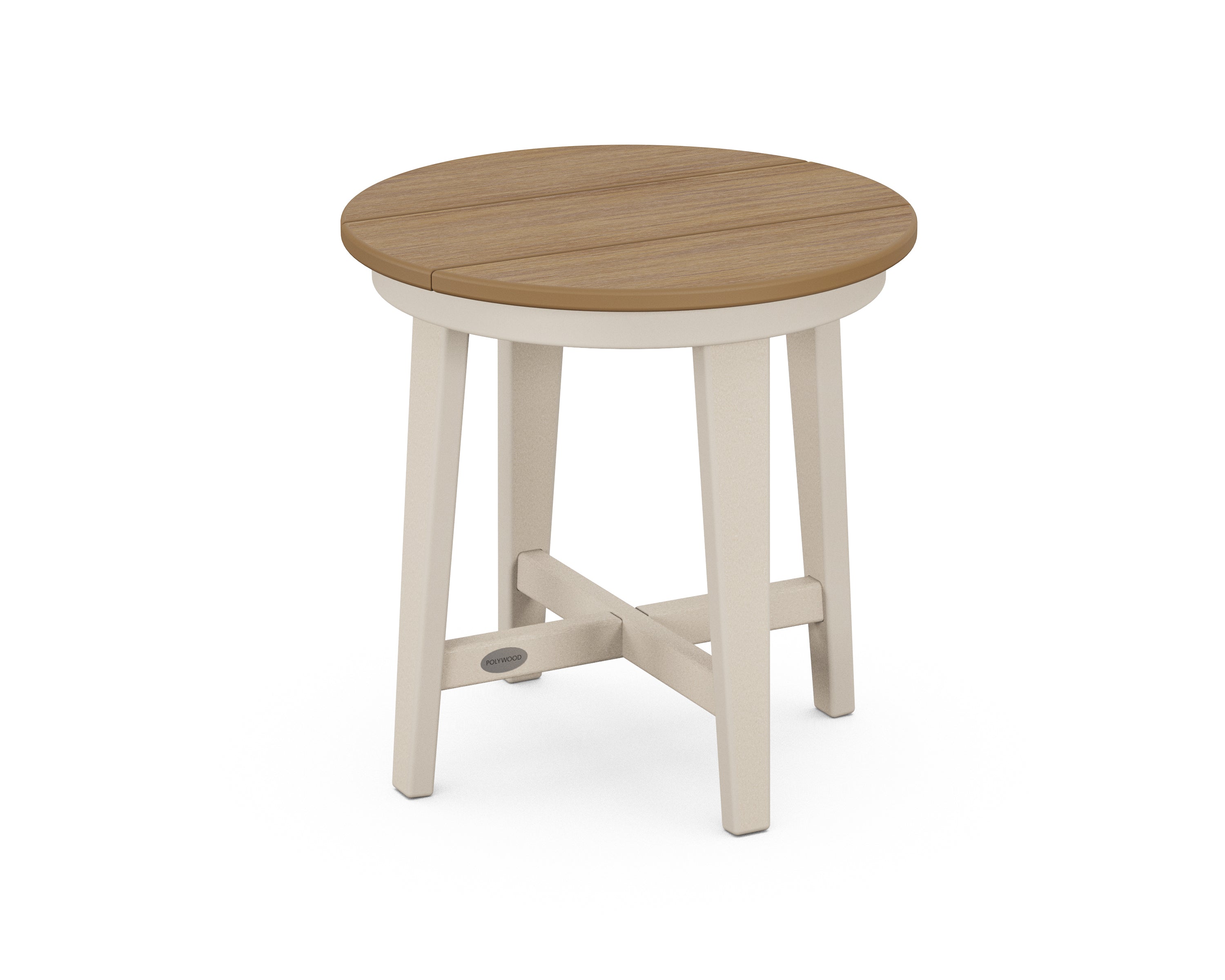 POLYWOOD® Newport 19" Round End Table in Sand / Natural