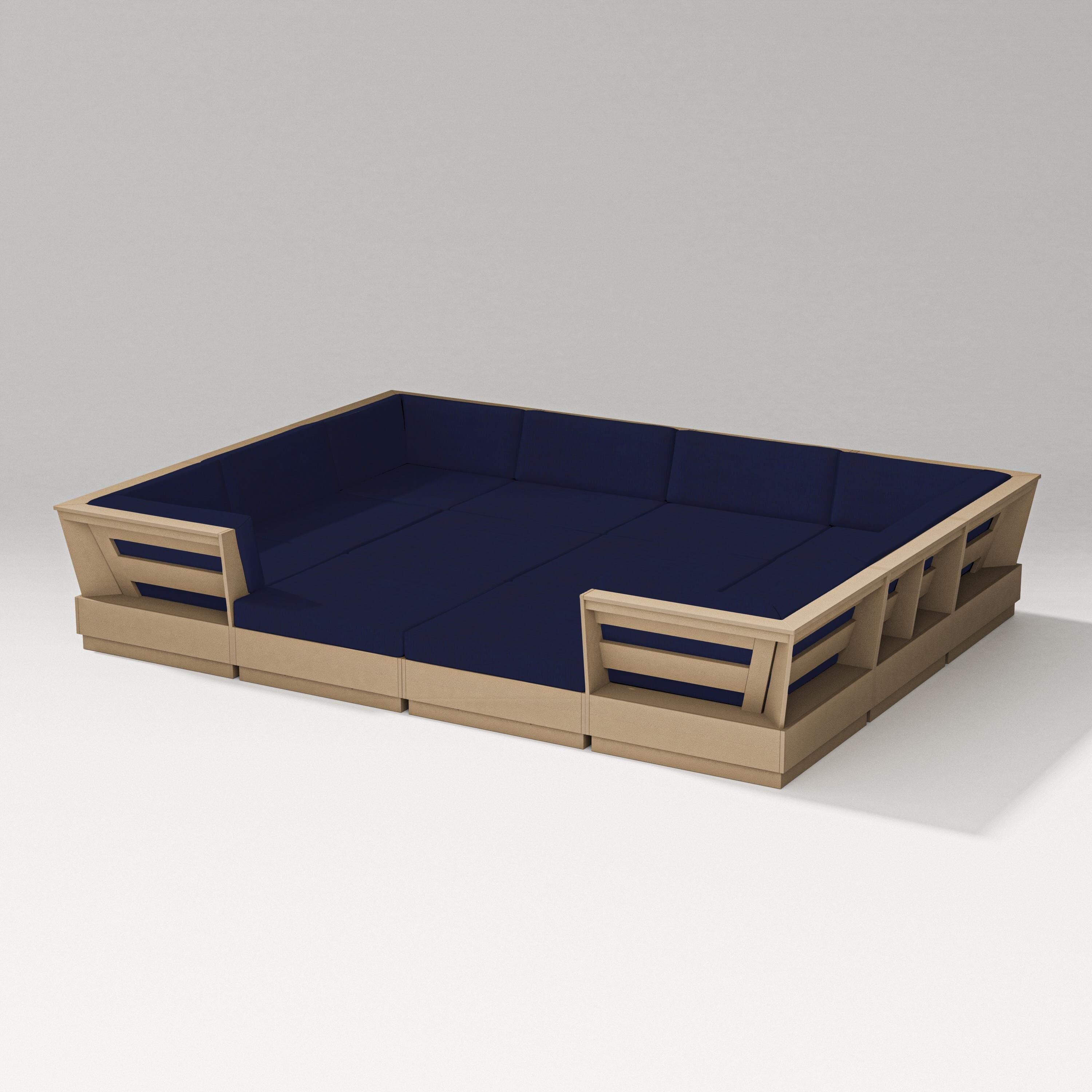 PW Designer Series Elevate 12-Piece Pit Sectional in Vintage Sahara / Navy