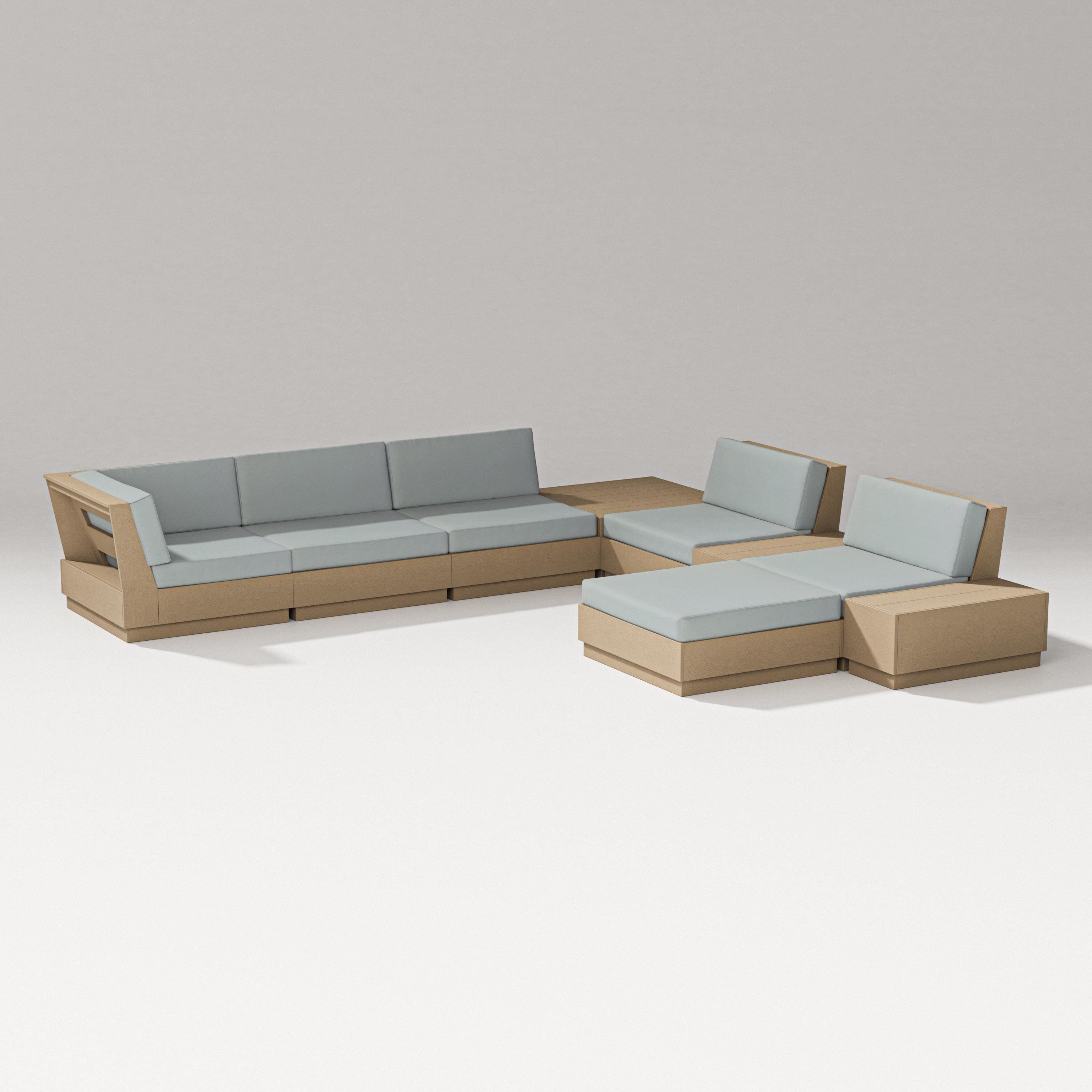 PW Designer Series Elevate 9-Piece Conversation Sectional in Vintage Sahara / Spa