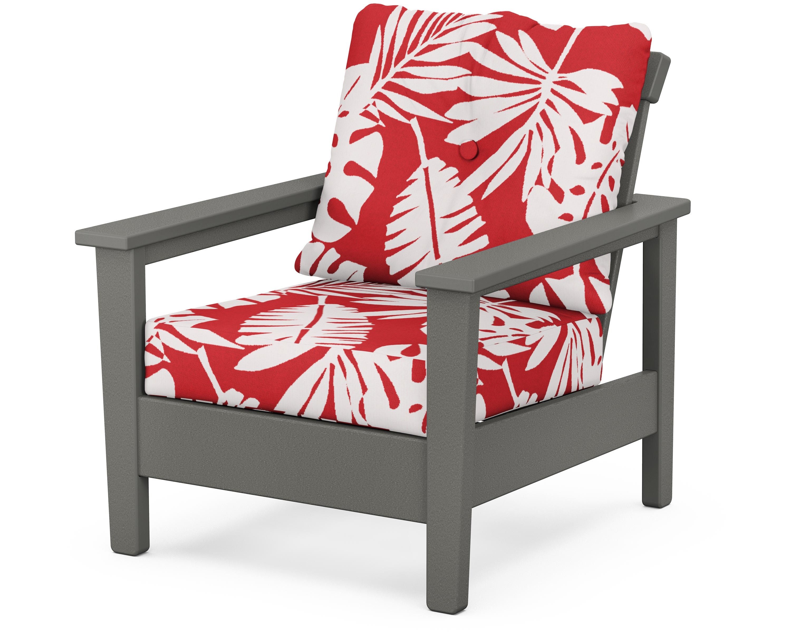 POLYWOOD® Prescott Deep Seating Chair in Slate Grey / Leaf Crimson