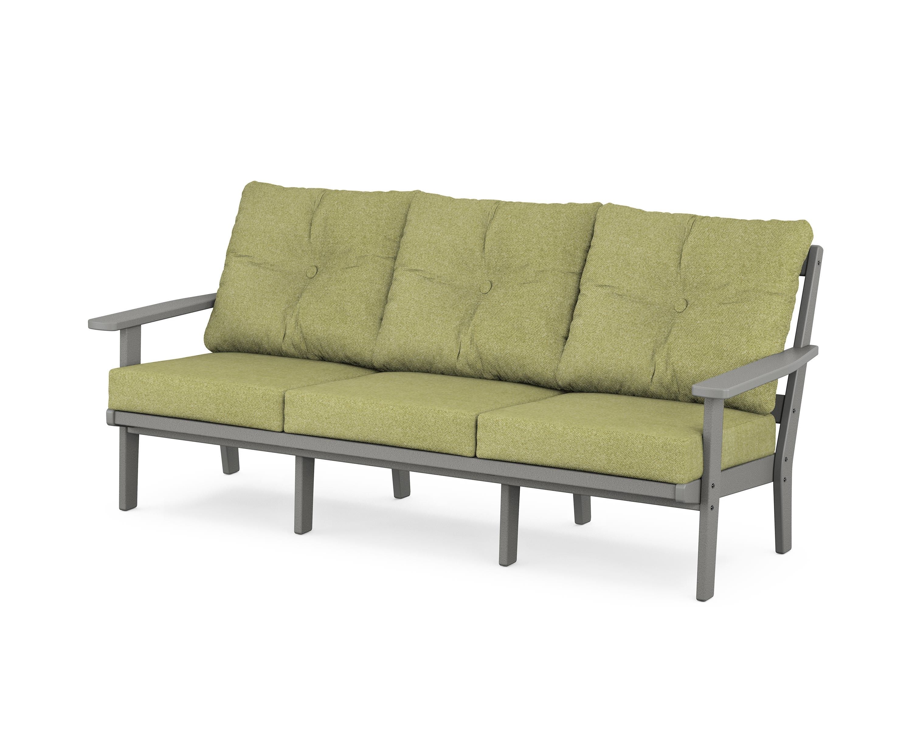 POLYWOOD® Oxford Deep Seating Sofa in Slate Grey / Chartreuse Boucle