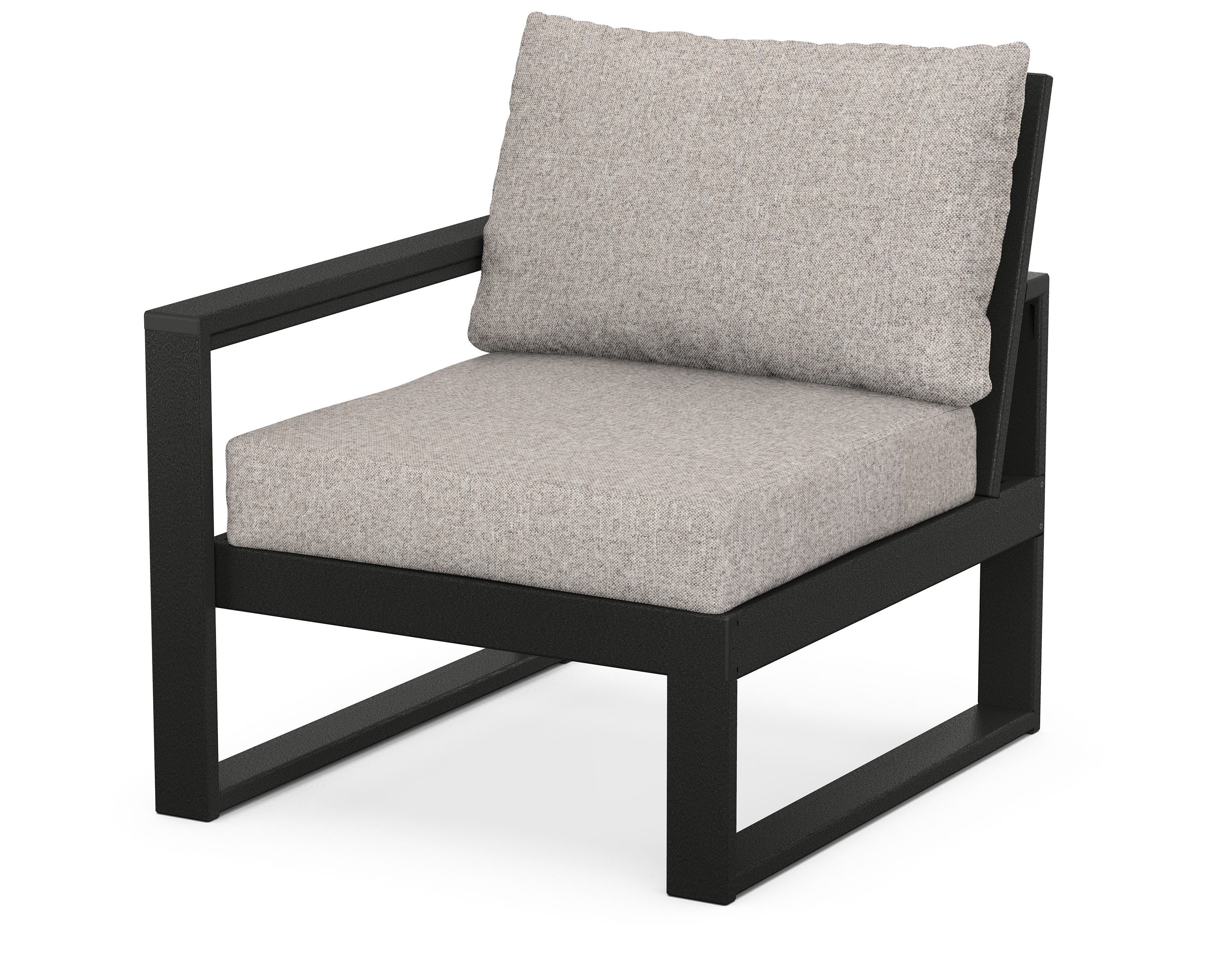 POLYWOOD® EDGE Modular Left Arm Chair in Black / Weathered Tweed