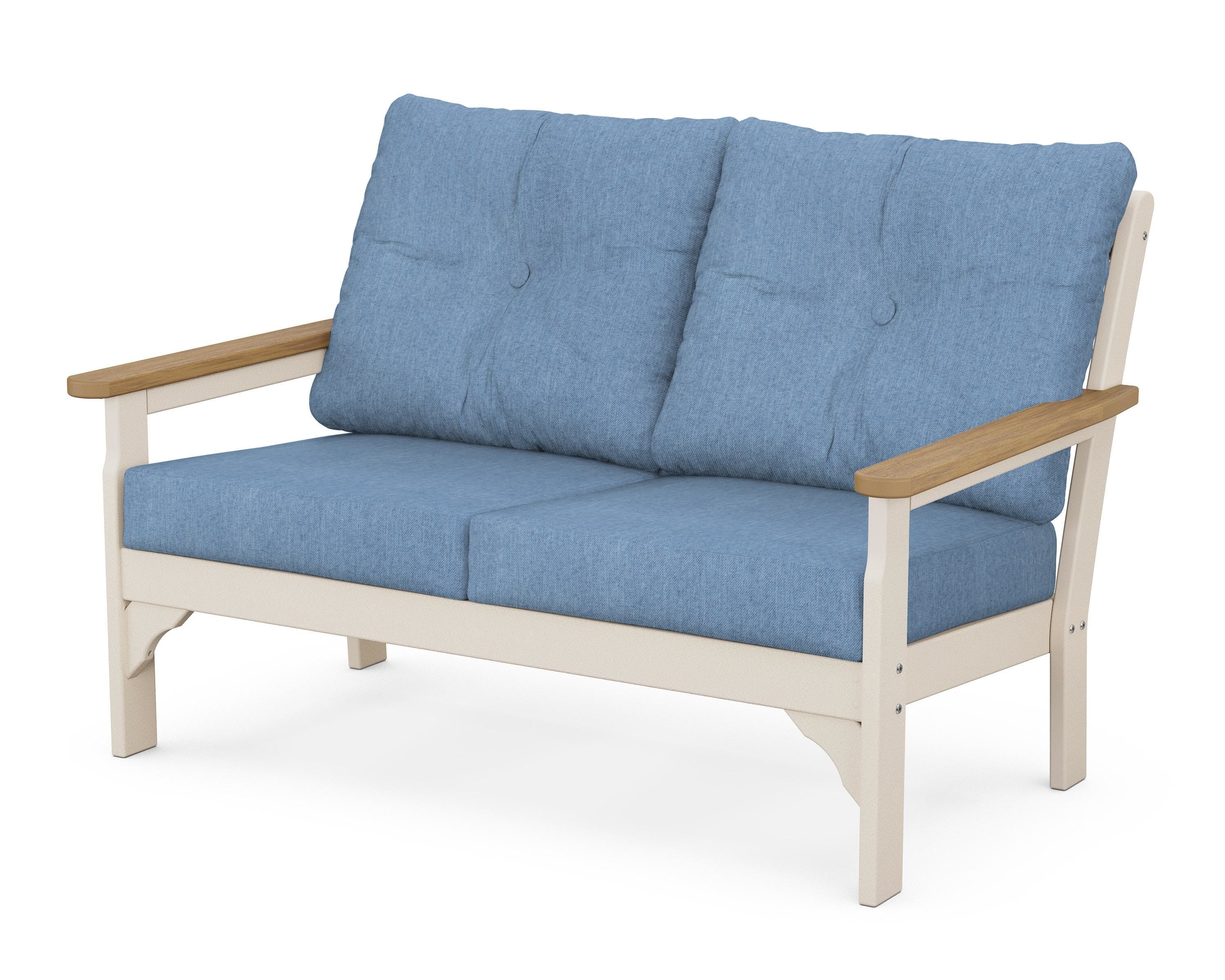 POLYWOOD® Vineyard Deep Seating Loveseat in Sand / Natural / Sky Blue