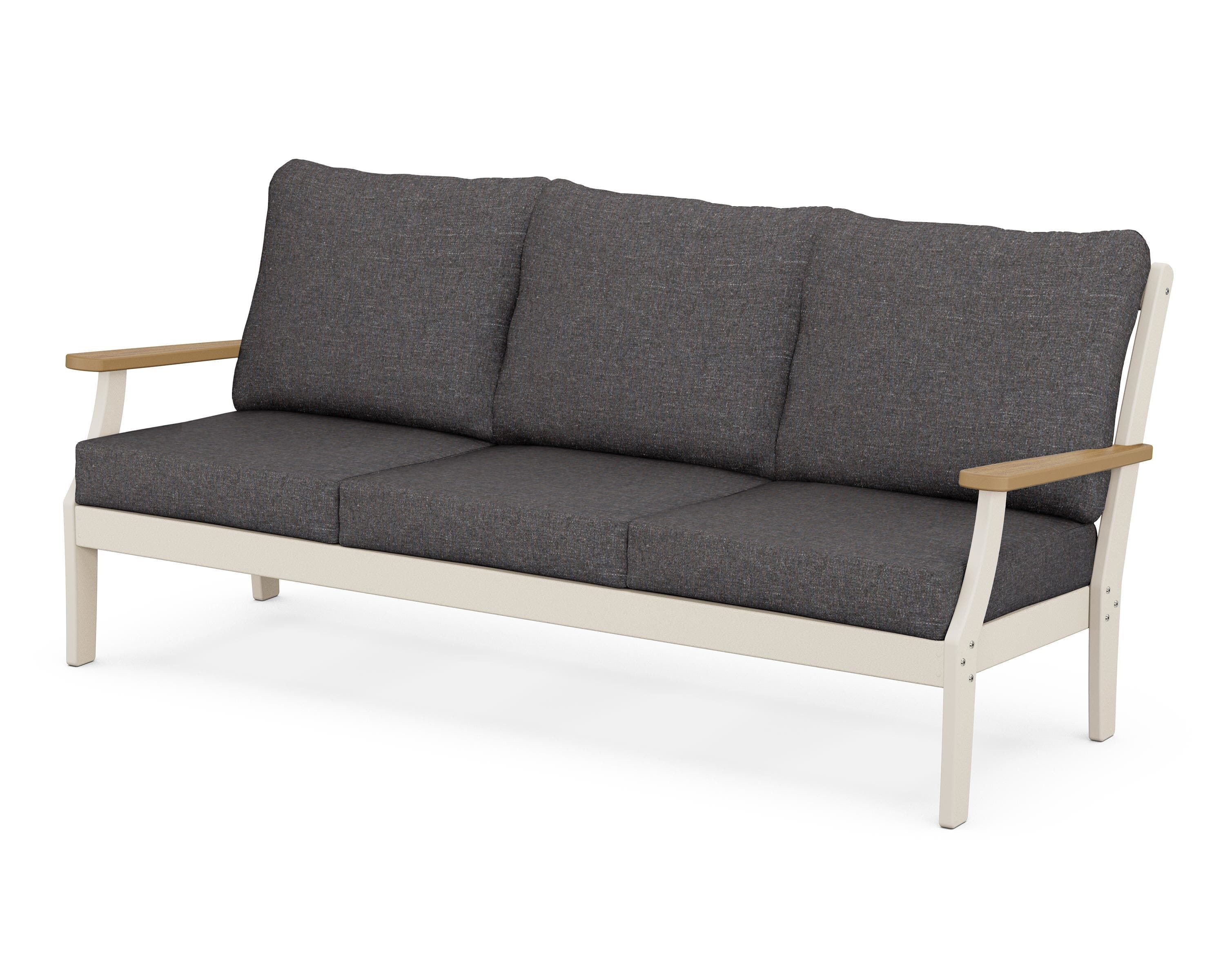 POLYWOOD® Braxton Deep Seating Sofa in Sand / Natural / Ash Charcoal