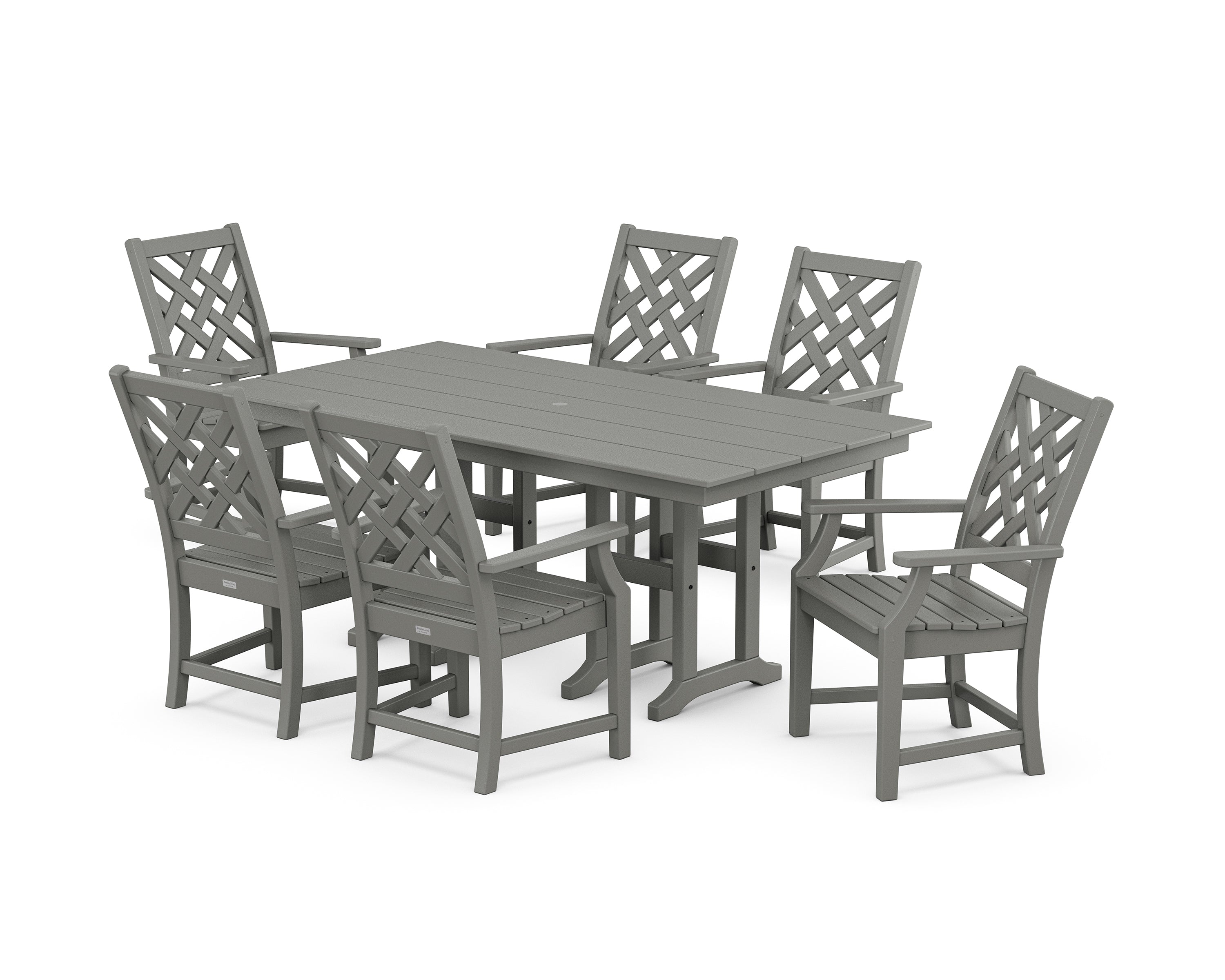 Country Living Wovendale Arm Chair 7-Piece Farmhouse Dining Set in Slate Grey