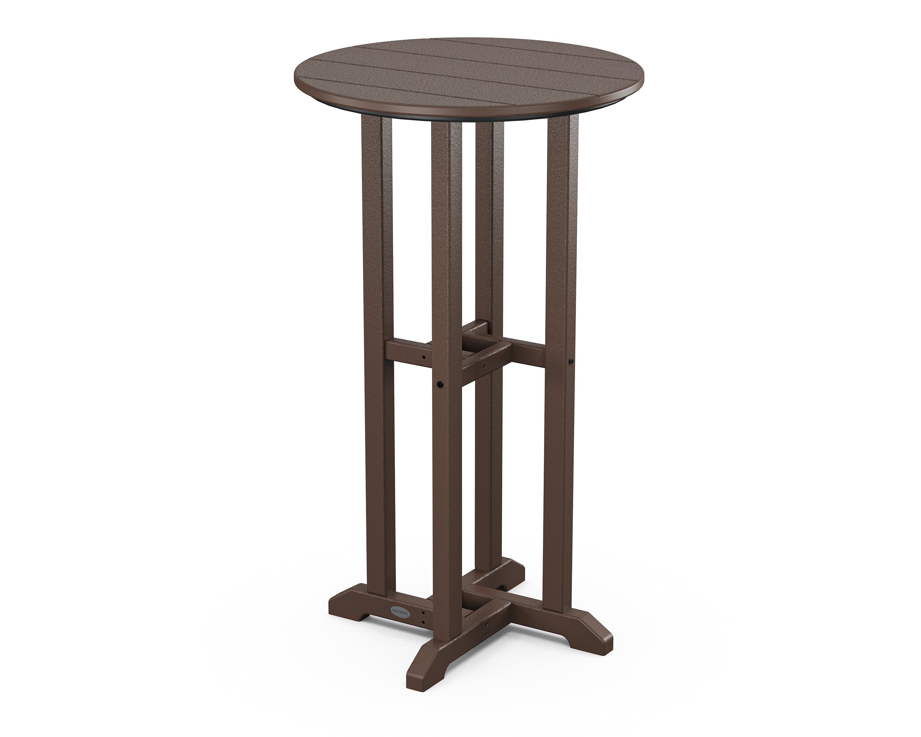 POLYWOOD® 24" Round Farmhouse Bar Bistro Table in Mahogany