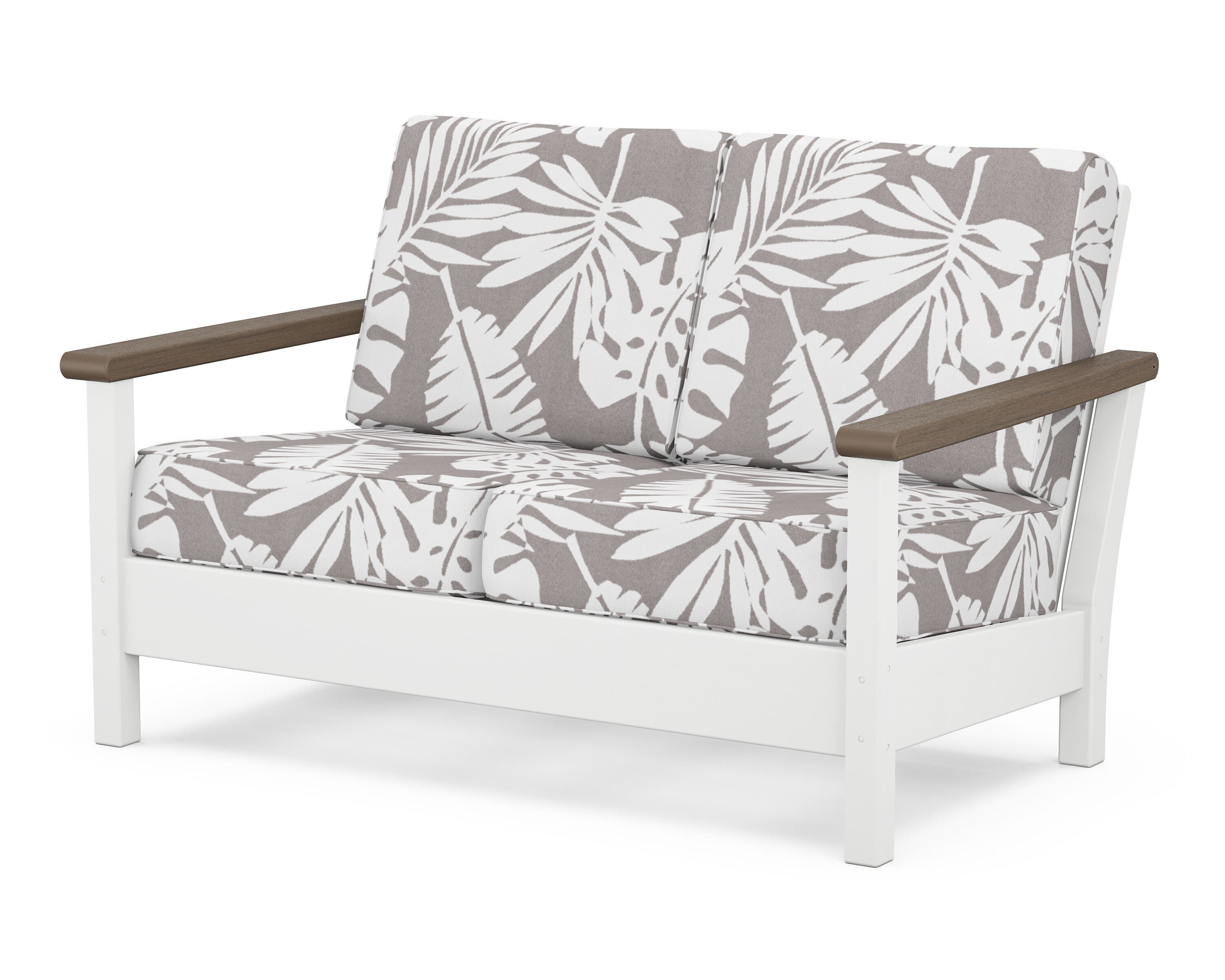 POLYWOOD® Harbour Deep Seating Loveseat in White / Kona / Leaf Grey Mist