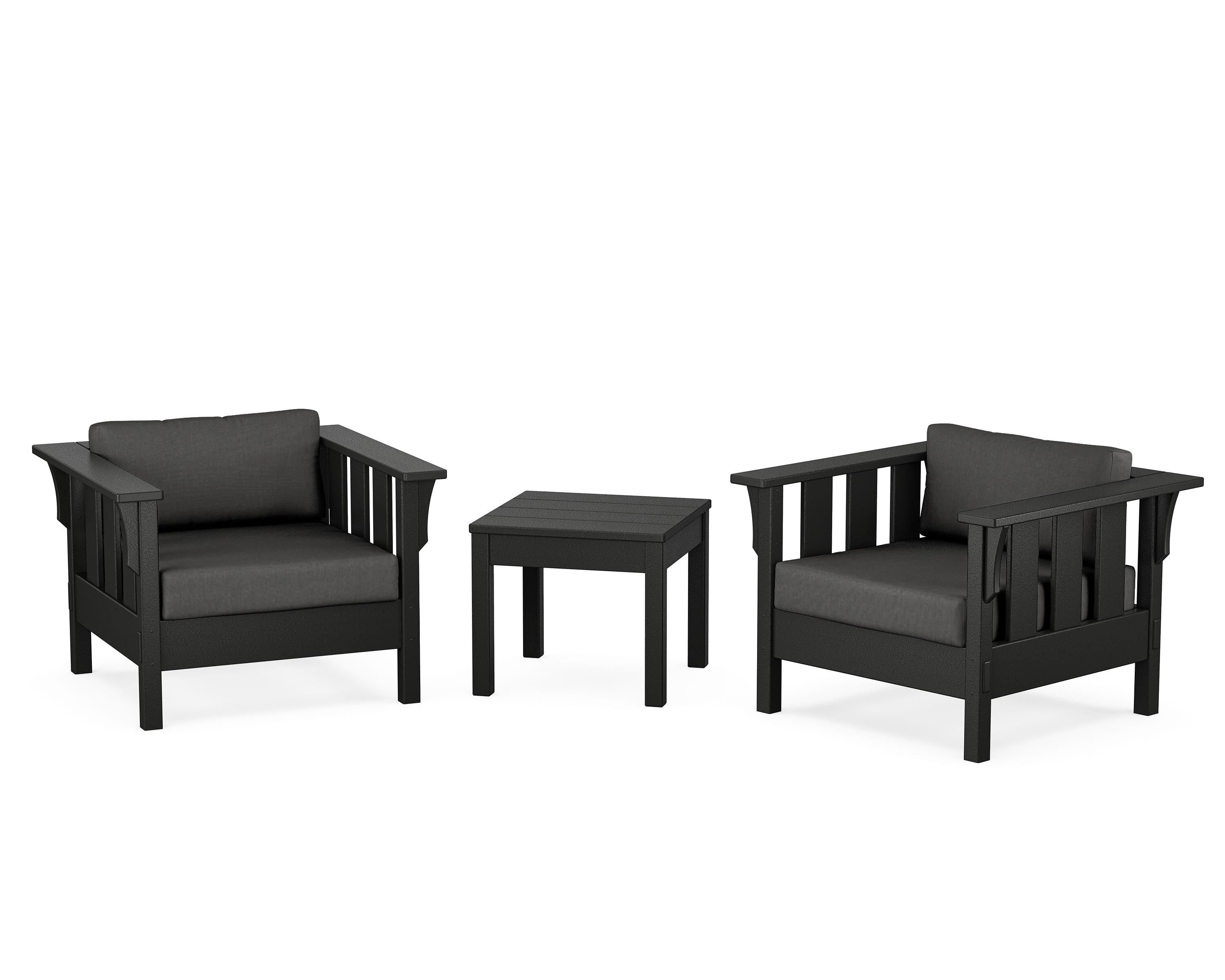 Martha Stewart by POLYWOOD® Acadia 3-Piece Deep Seating Set in Black / Spectrum Carbon