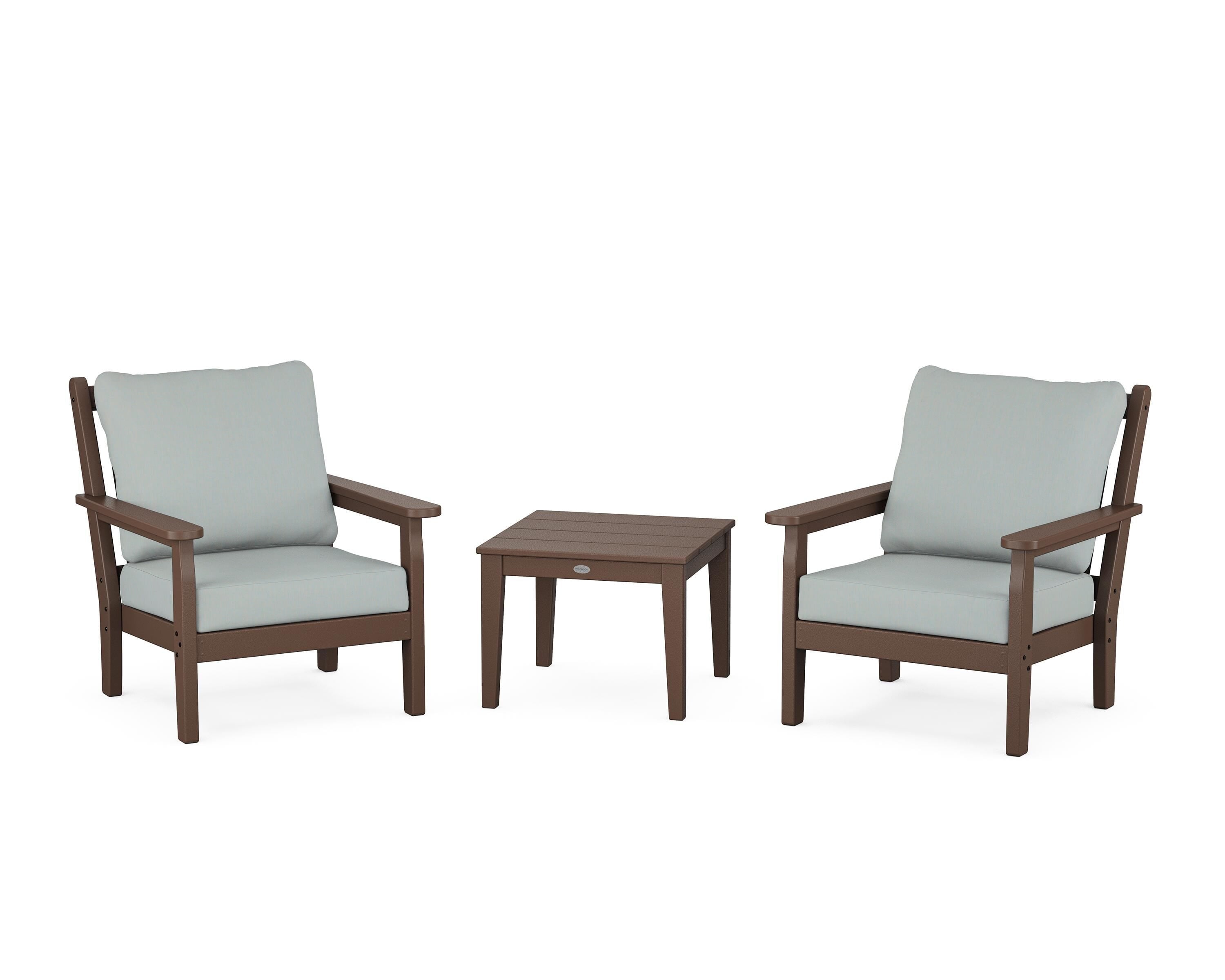 POLYWOOD® Chippendale 3-Piece Deep Seating Set in Mahogany / Spa
