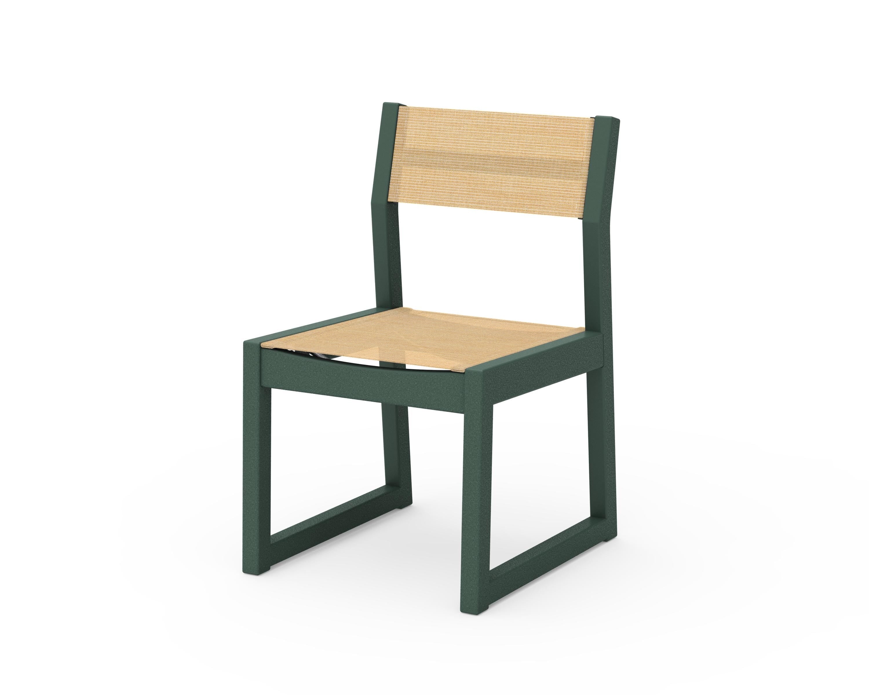 POLYWOOD® Edge Sling Dining Side Chair - 2 Chairs in Green / Dupioni Apricot Sling