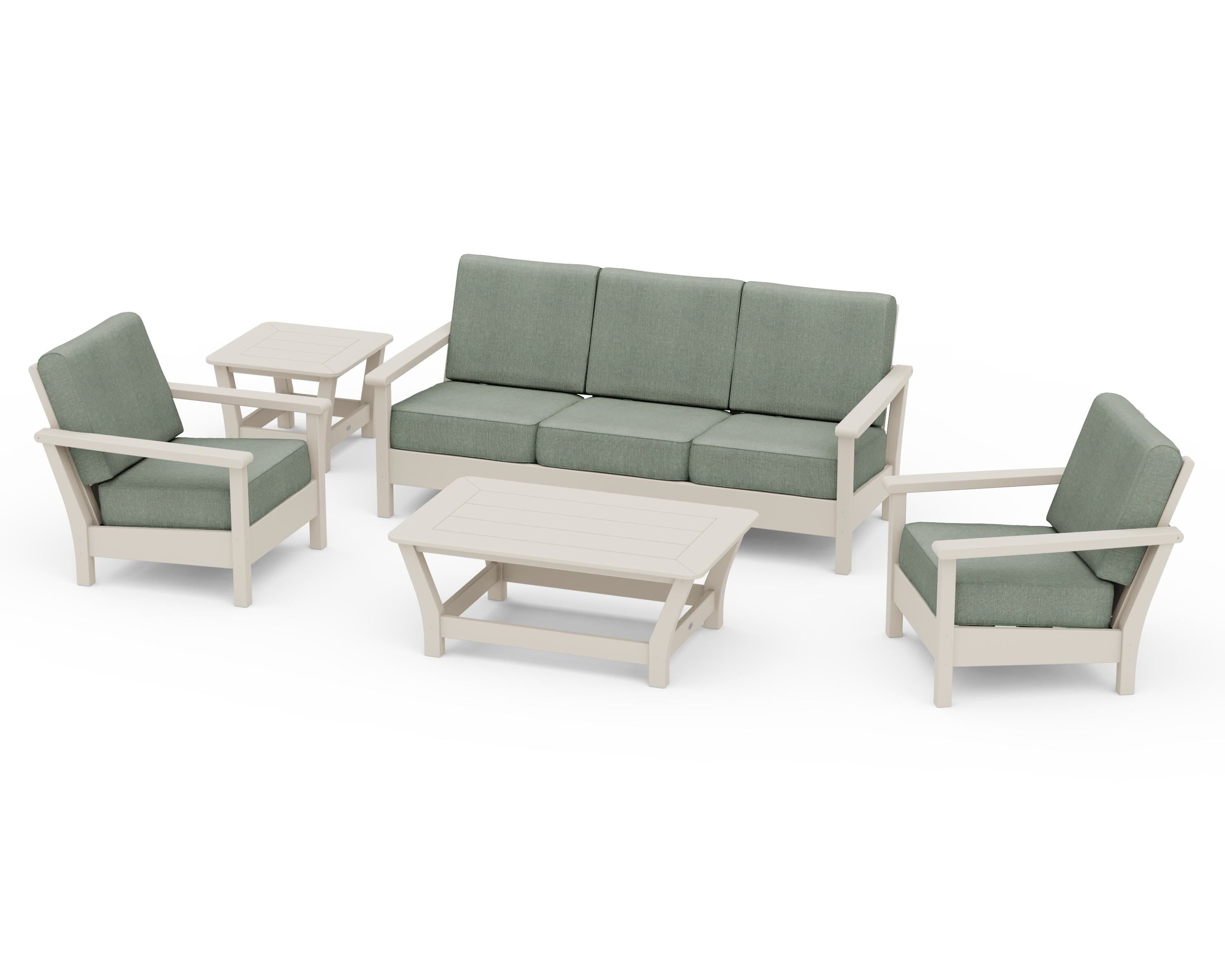POLYWOOD® Harbour 5-Piece Deep Seating Set in Sand / Cast Sage