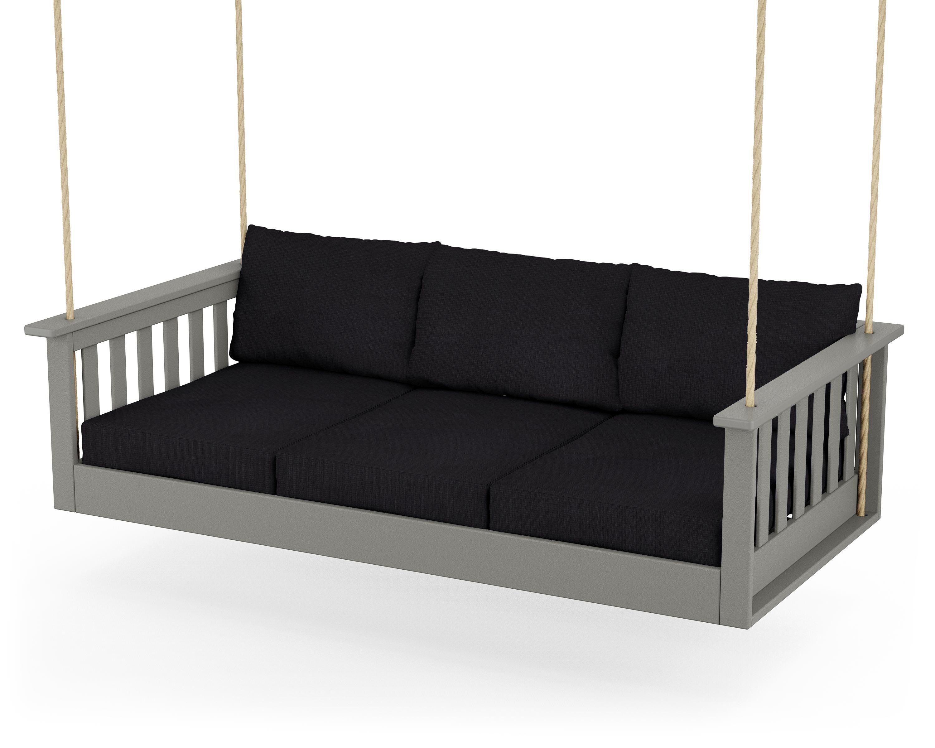 POLYWOOD® Vineyard Daybed Swing in Slate Grey / Midnight Linen