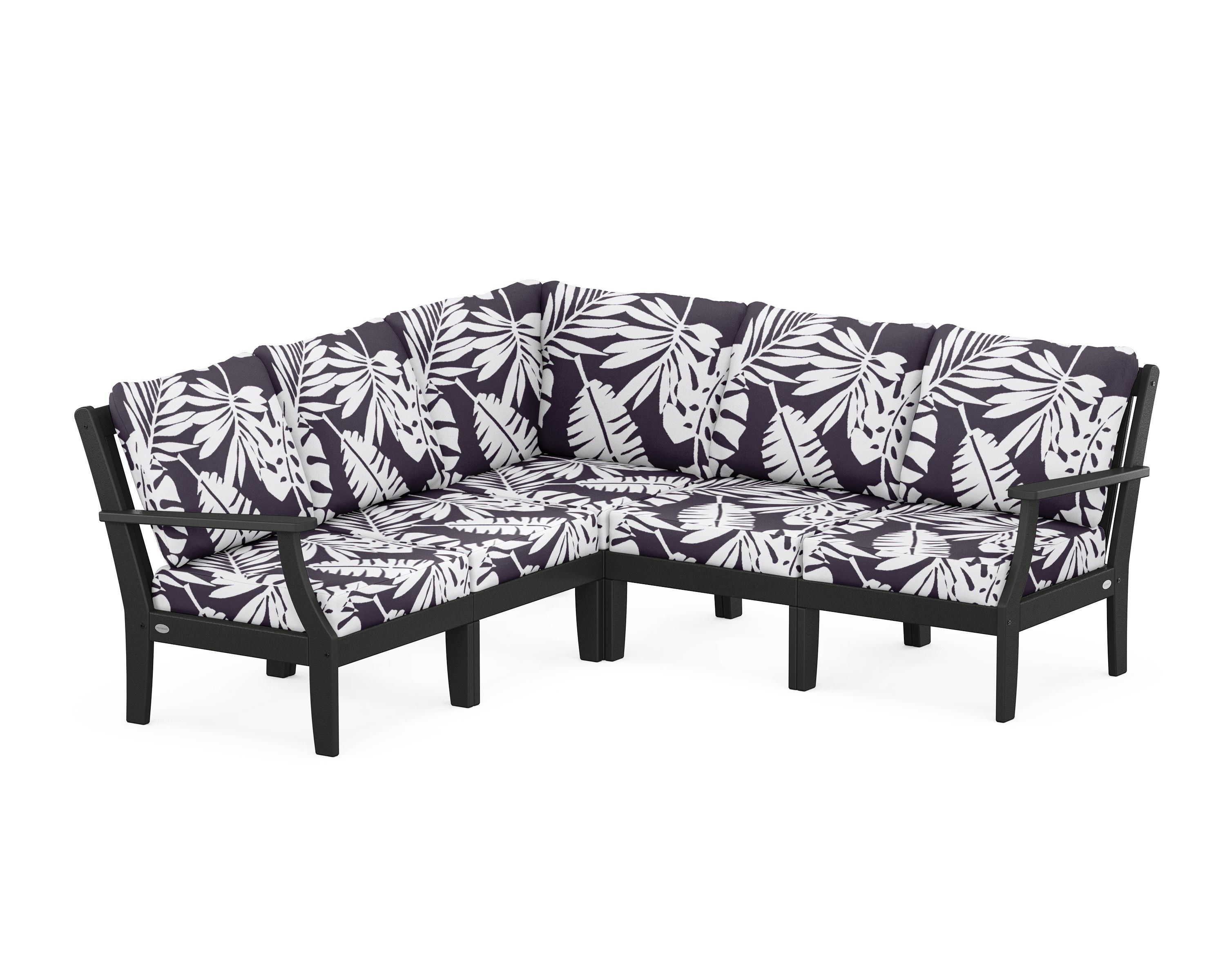 POLYWOOD® Braxton Modular 5-Piece Deep Seating Set in Black / Leaf Navy