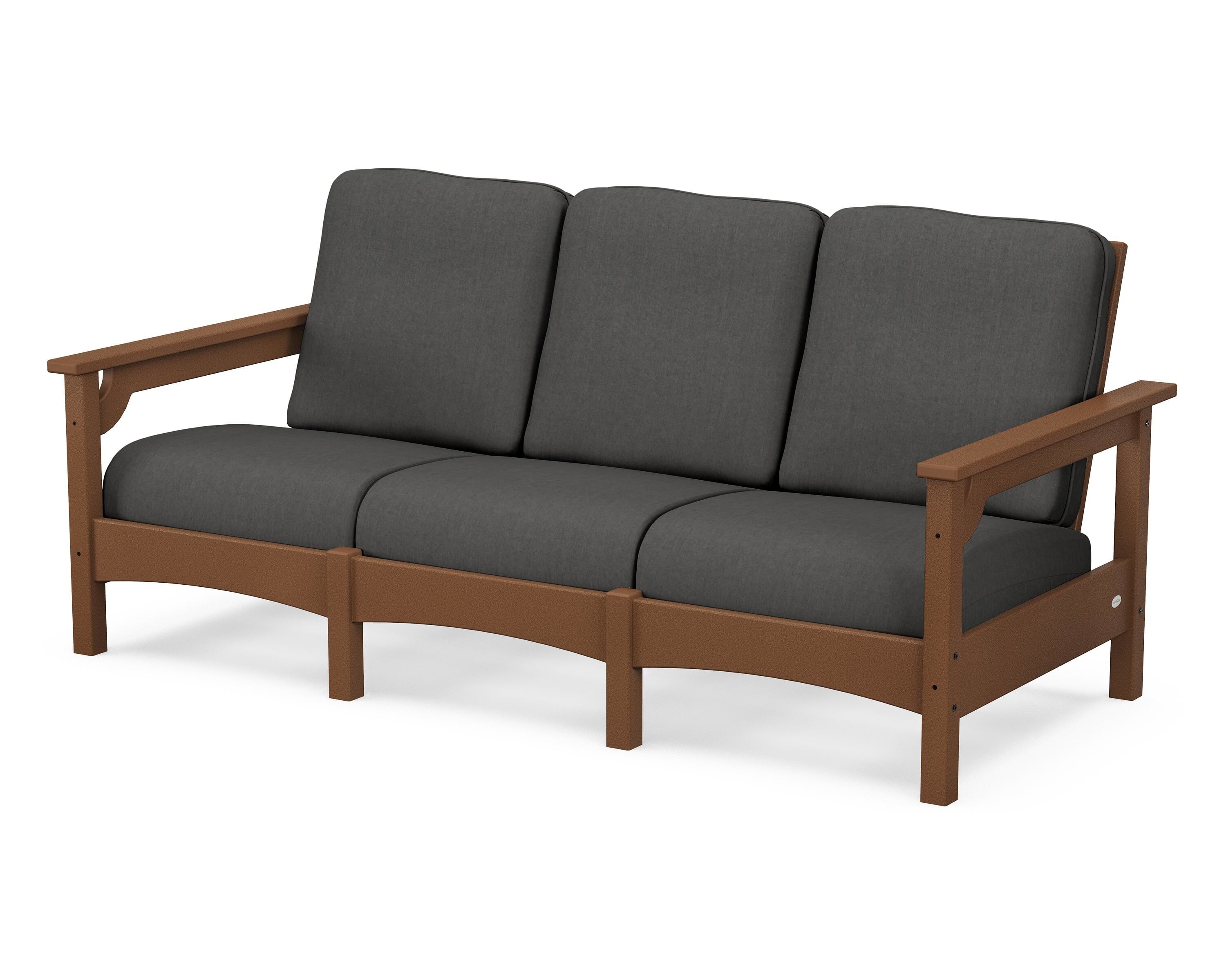 POLYWOOD® Club Sofa in Teak / Spectrum Carbon