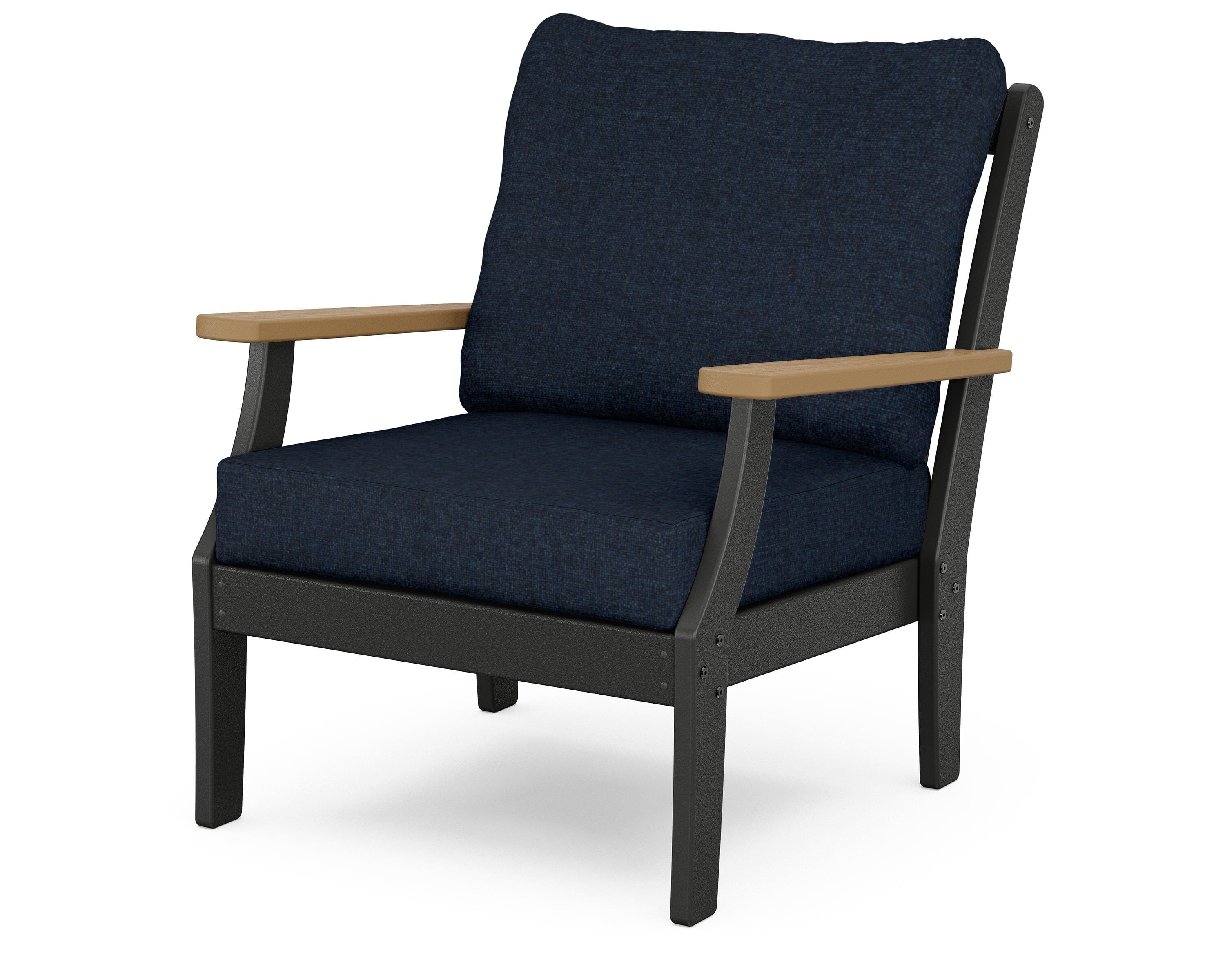 POLYWOOD® Braxton Deep Seating Chair in Black / Natural / Marine Indigo
