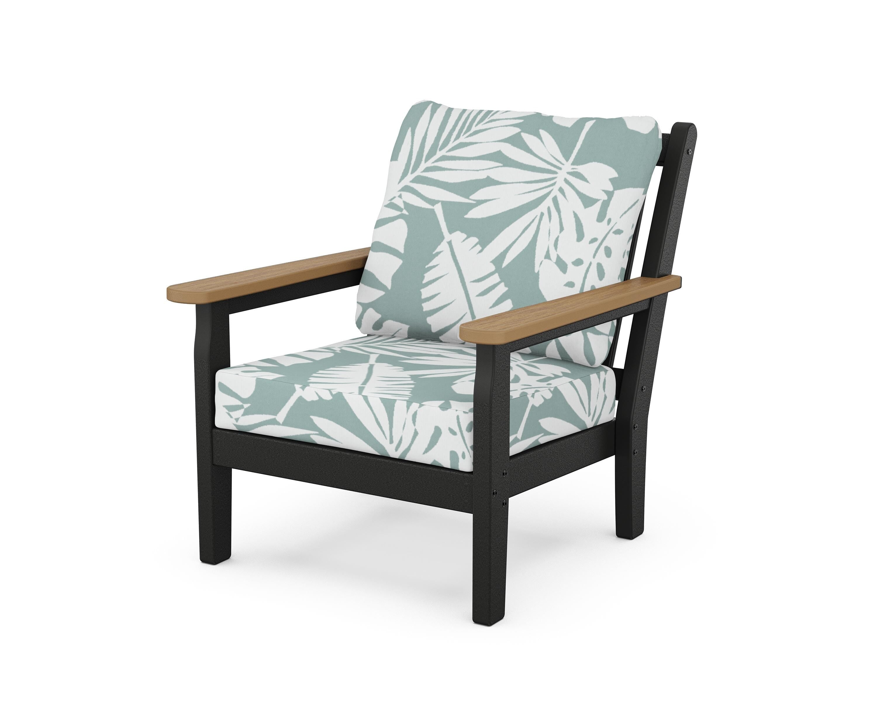 POLYWOOD® Chippendale Deep Seating Chair in Black / Natural / Leaf Glacier Spa
