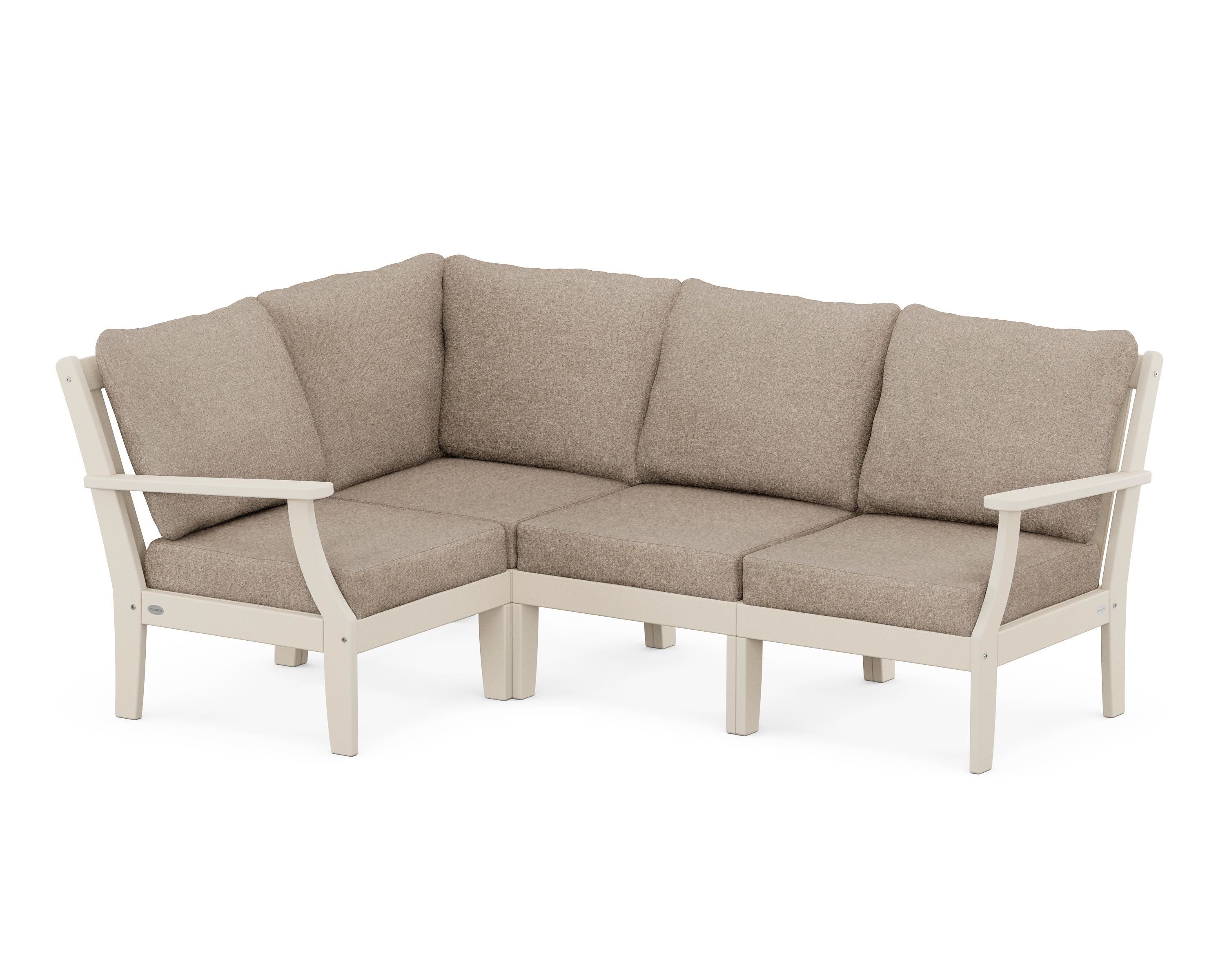 POLYWOOD® Braxton Modular 4-Piece Deep Seating Set in Sand / Spiced Burlap