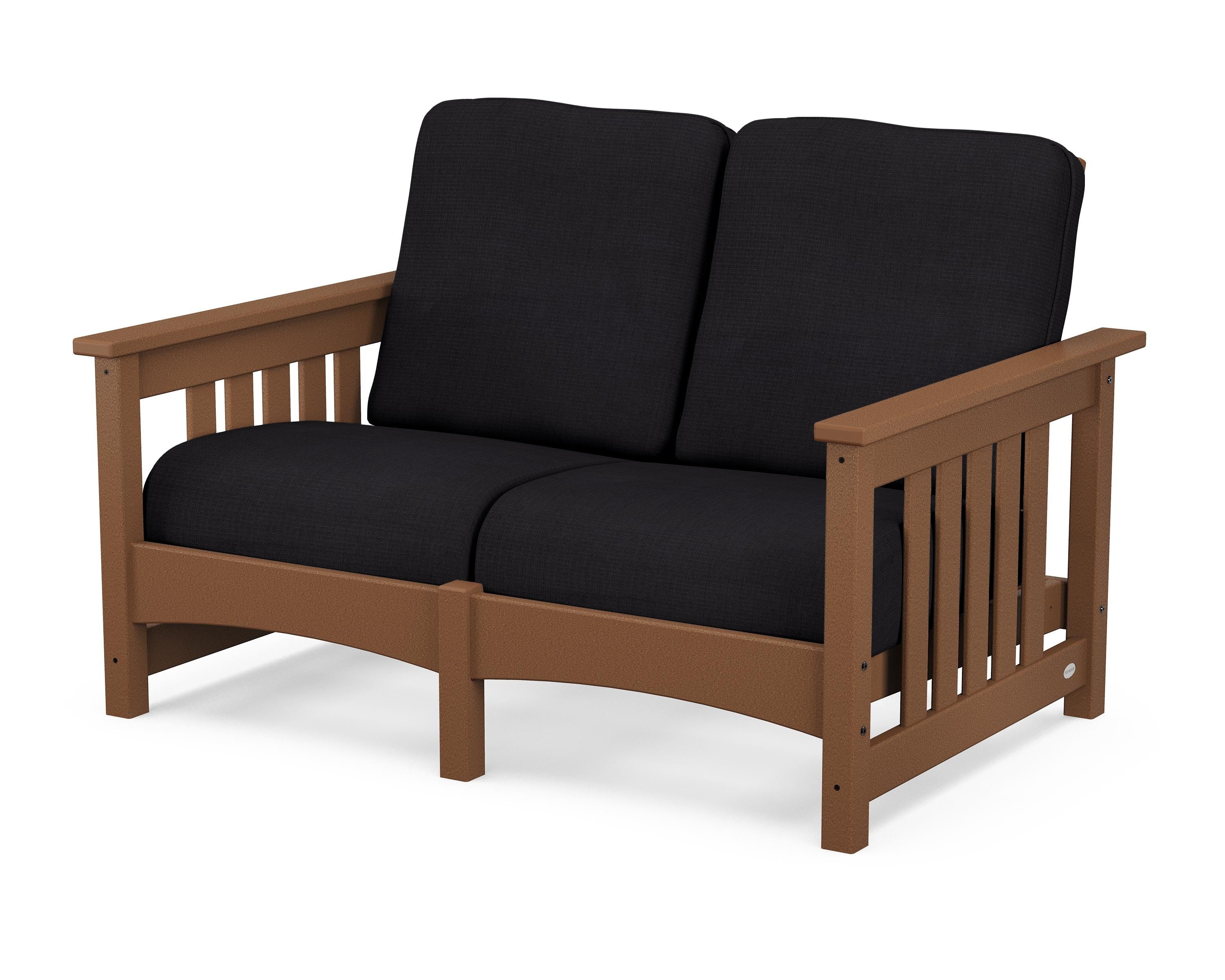 POLYWOOD® Club Mission Loveseat in Teak / Midnight Linen
