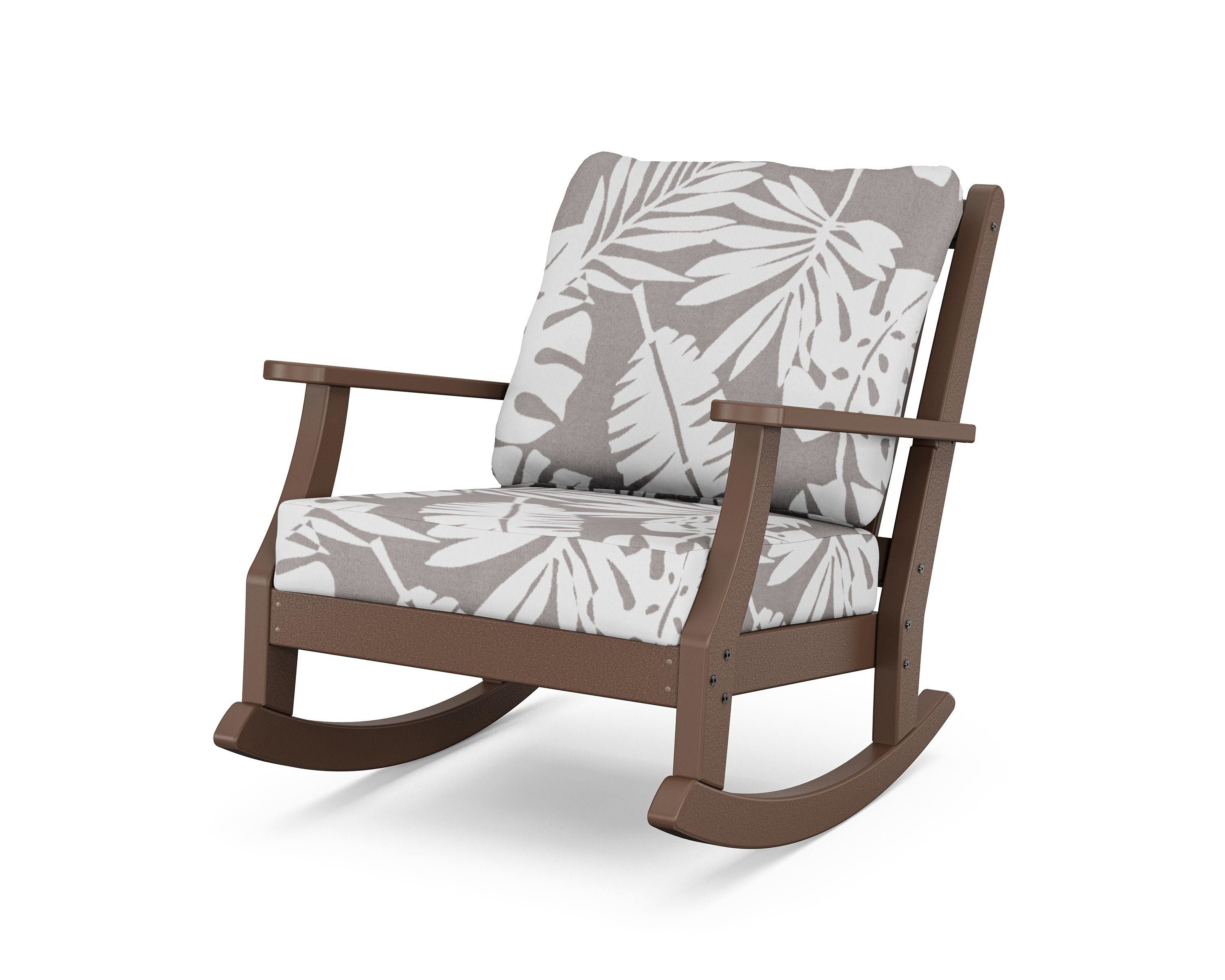Country Living Wovendale Deep Seating Rocking Chair in Mahogany / Leaf Grey Mist