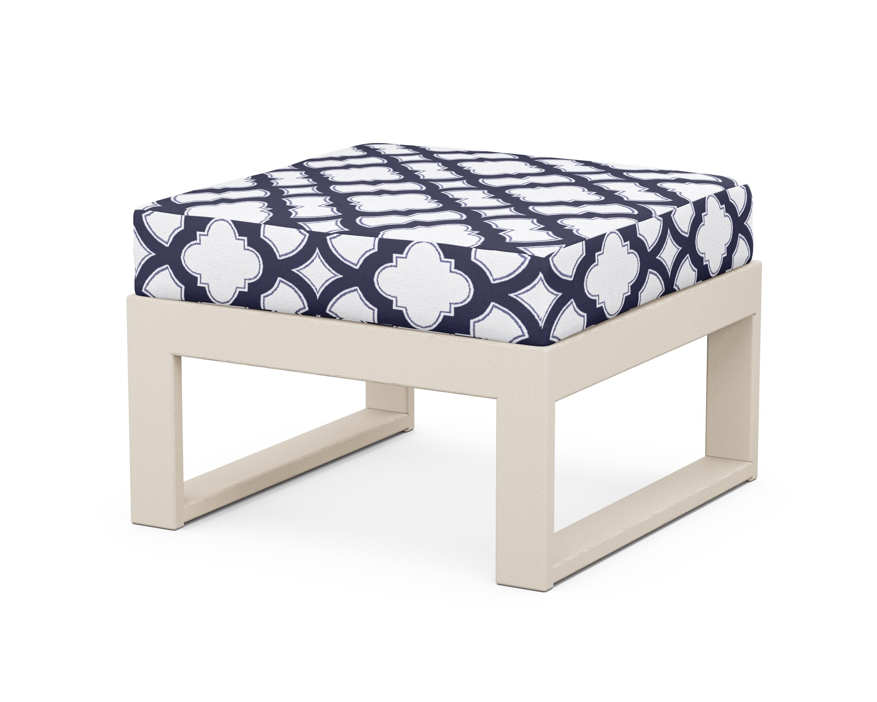 Unbranded Modular Ottoman - Modern in Sand / Trellis Navy
