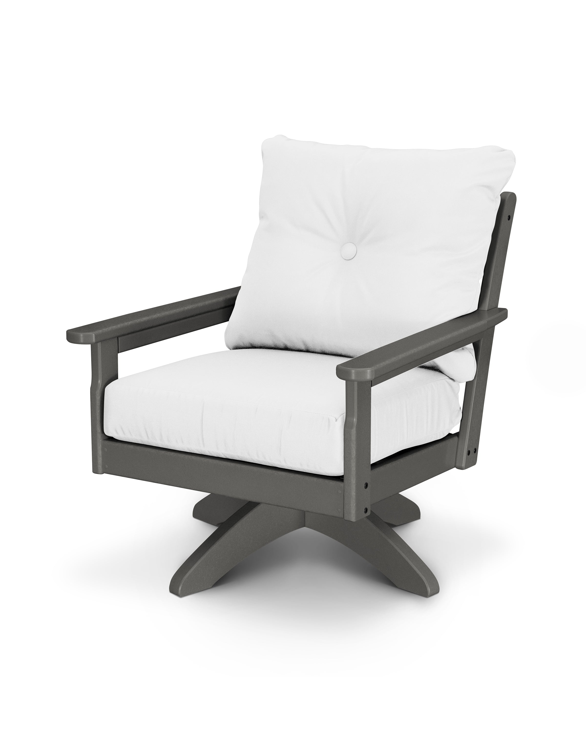 POLYWOOD® Vineyard Deep Seating Swivel Chair in Slate Grey / Natural